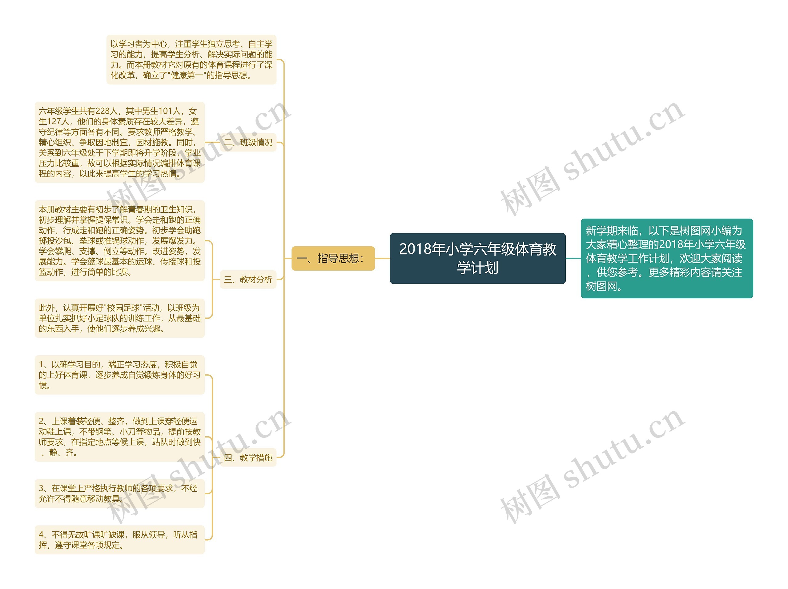 2018年小学六年级体育教学计划思维导图