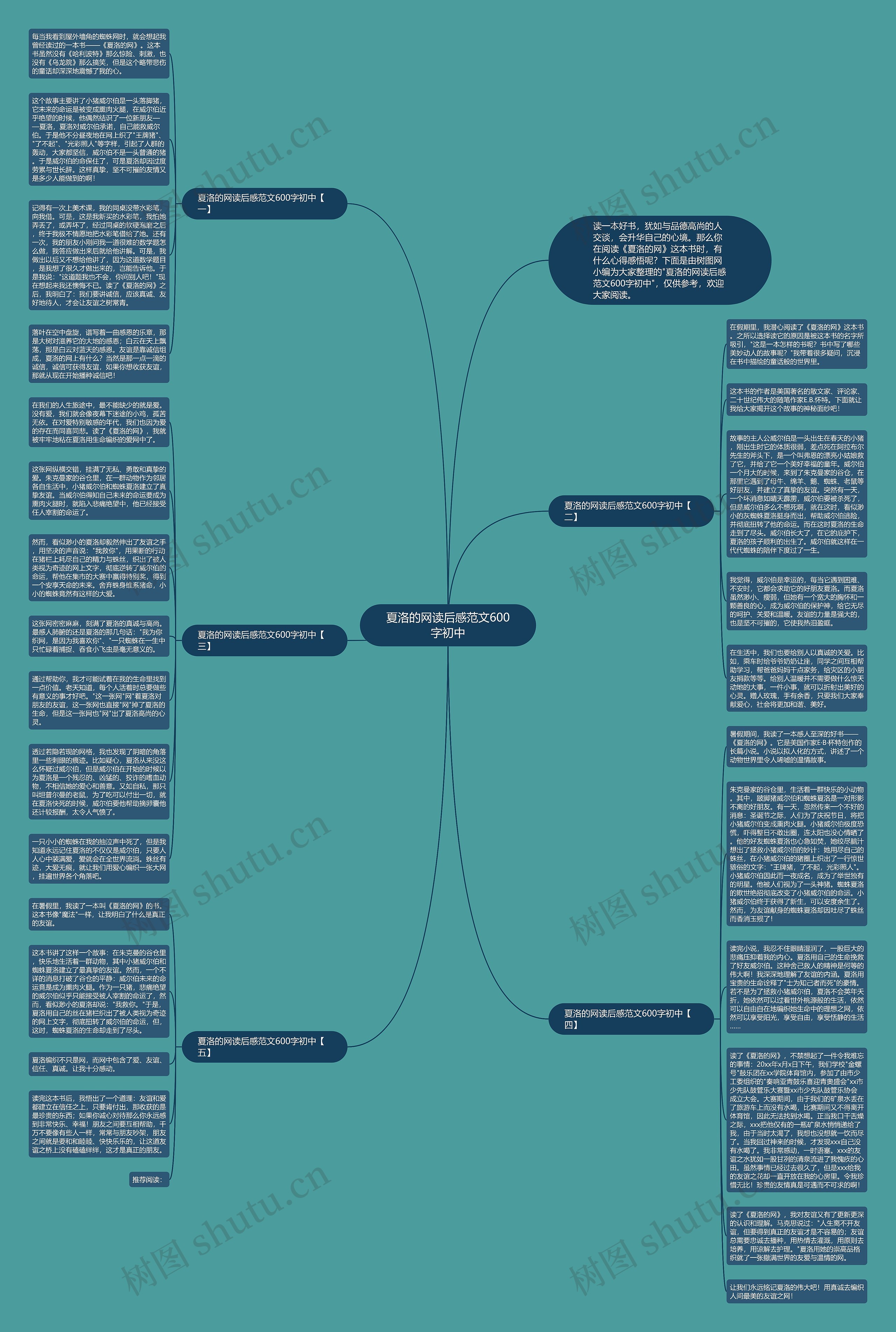 夏洛的网读后感范文600字初中思维导图