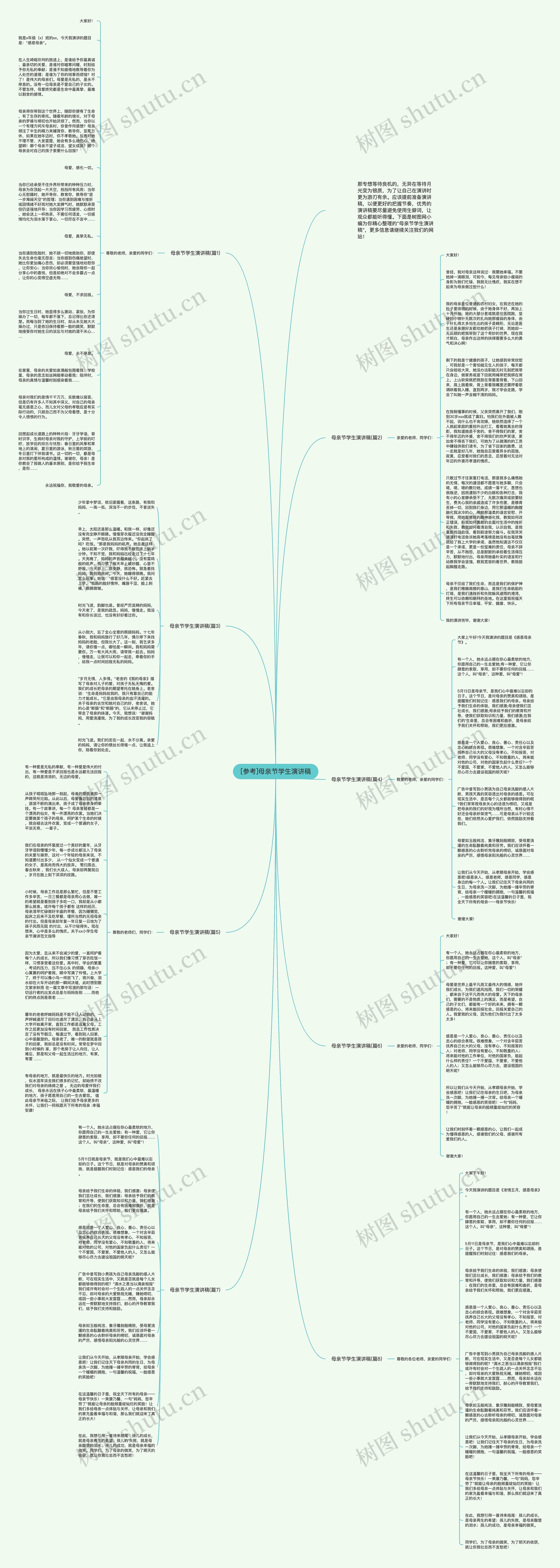 [参考]母亲节学生演讲稿思维导图