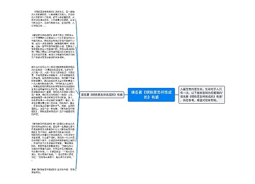 读名著《钢铁是怎样炼成的》有感