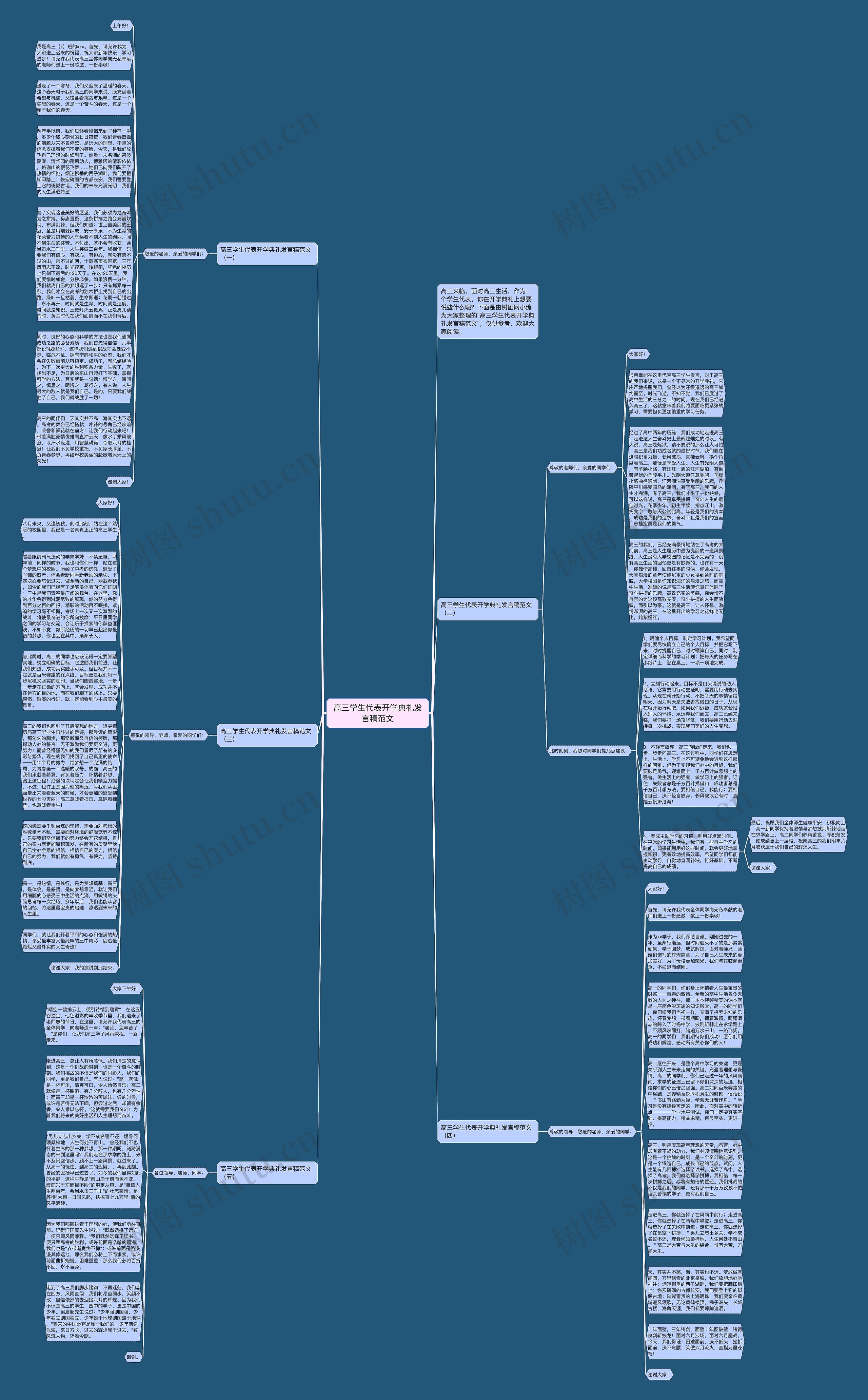 高三学生代表开学典礼发言稿范文思维导图