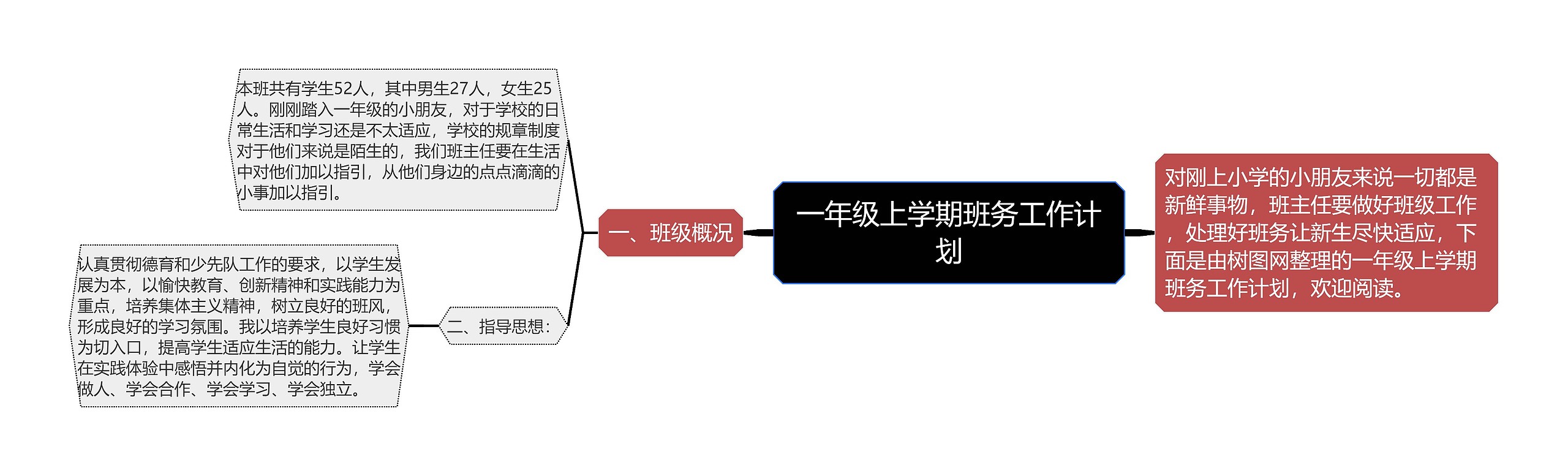 一年级上学期班务工作计划