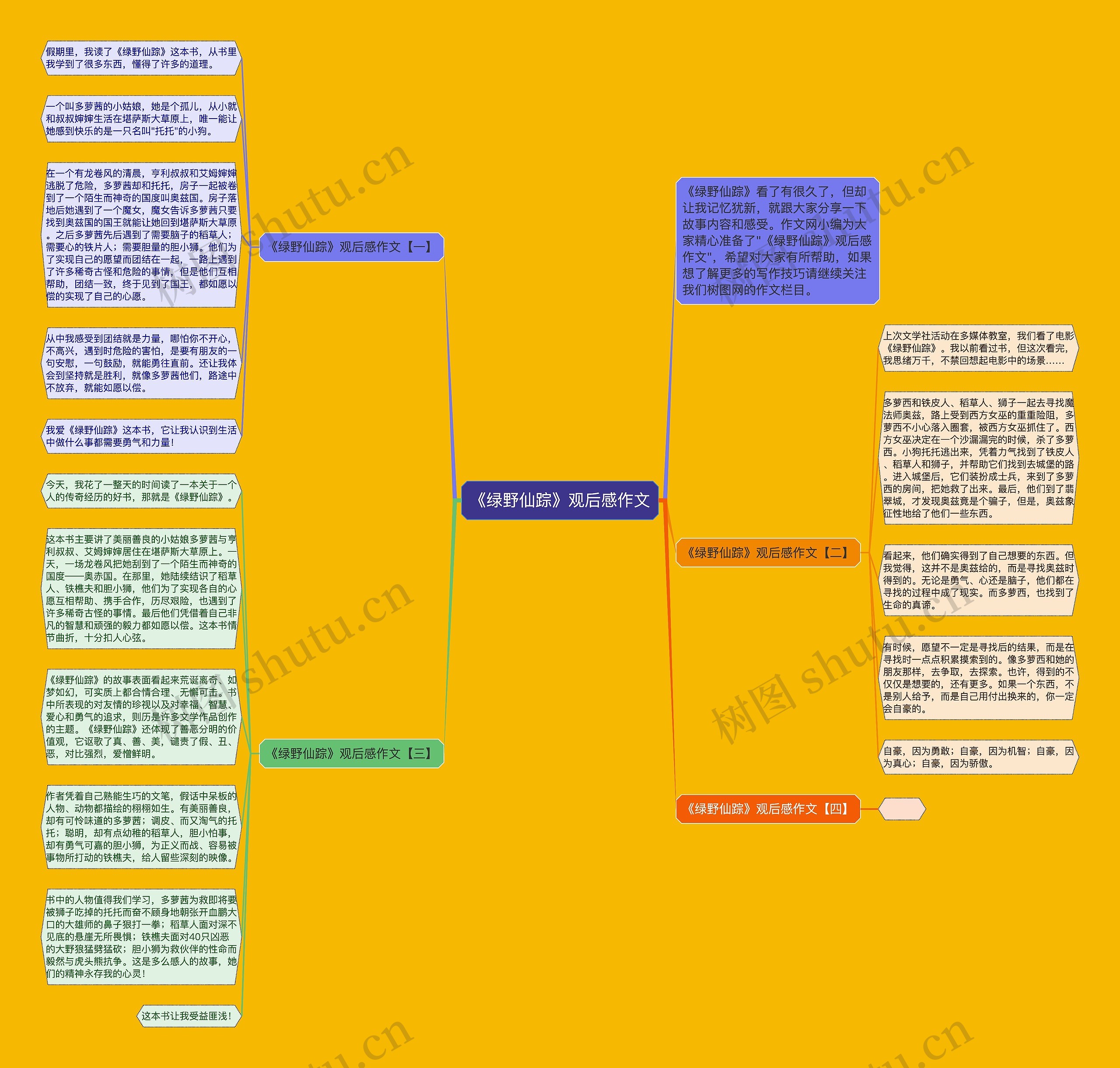 《绿野仙踪》观后感作文思维导图