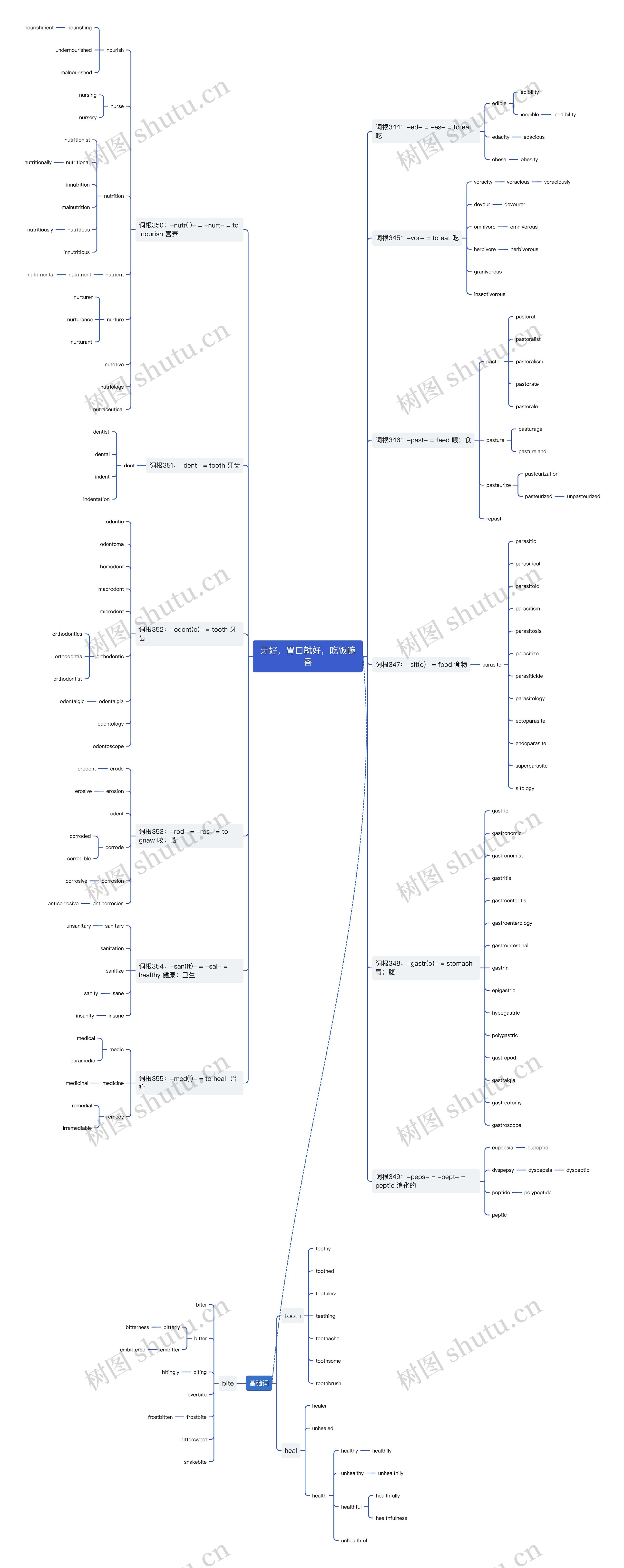 牙好，胃口就好，吃饭嘛香思维导图