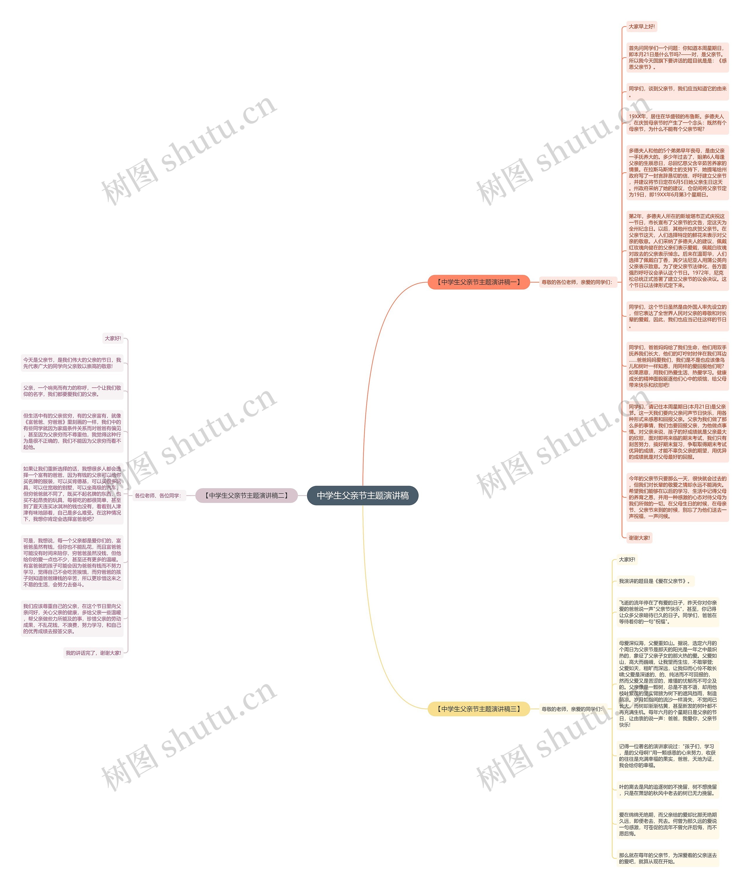 中学生父亲节主题演讲稿思维导图