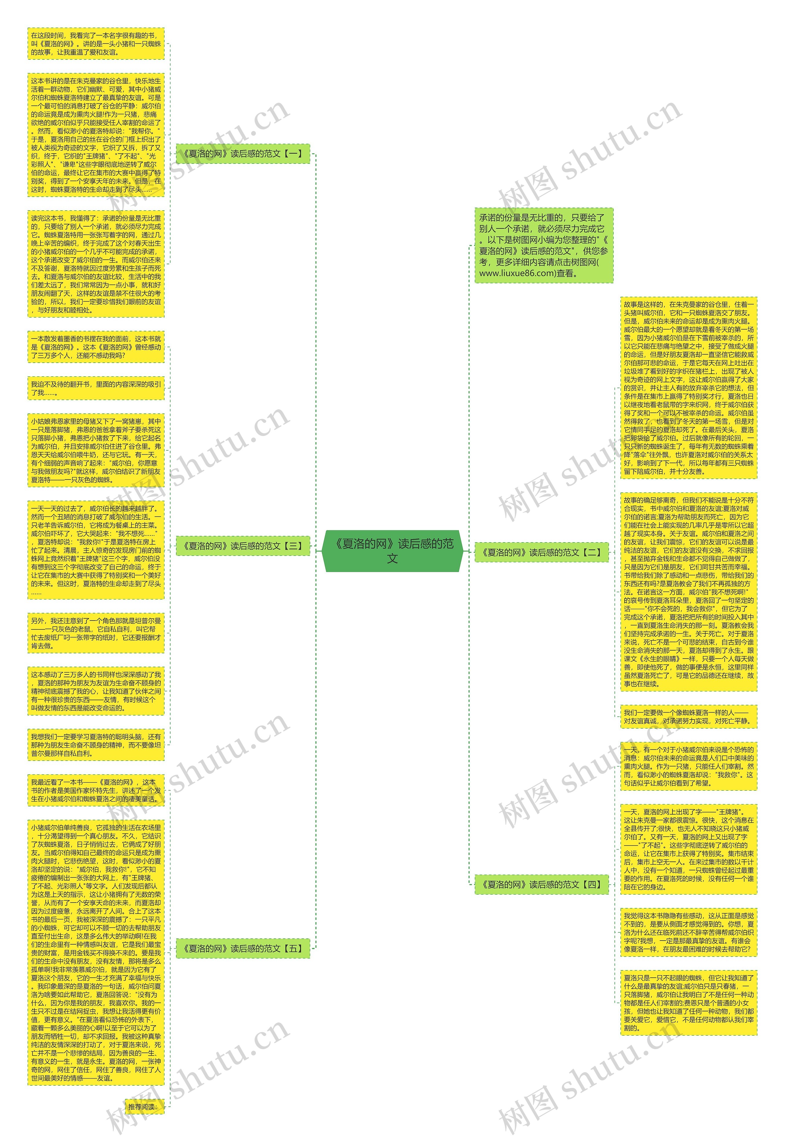 《夏洛的网》读后感的范文思维导图高清图 《夏洛的网》读后感的范文思维导图