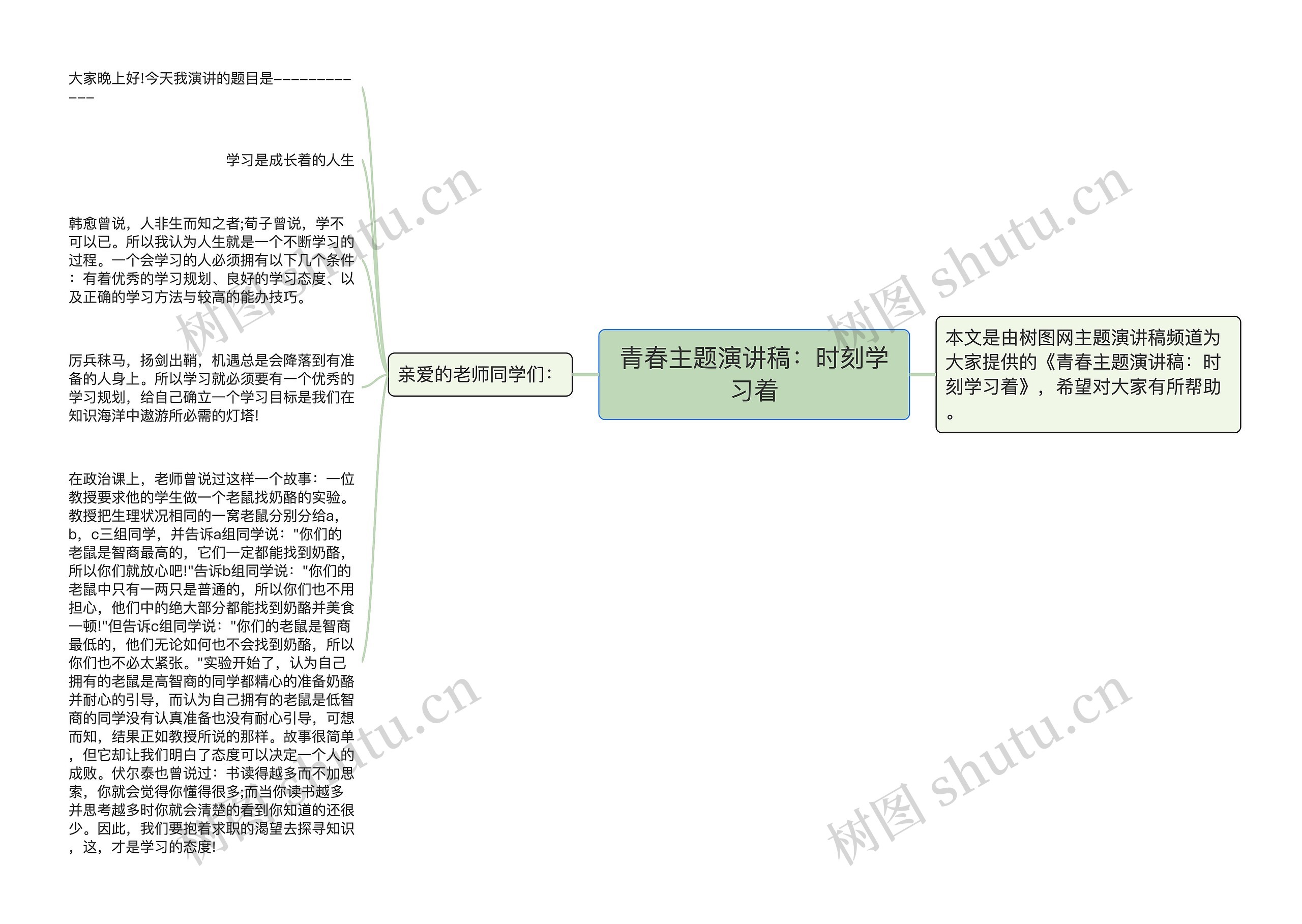 青春主题演讲稿：时刻学习着思维导图