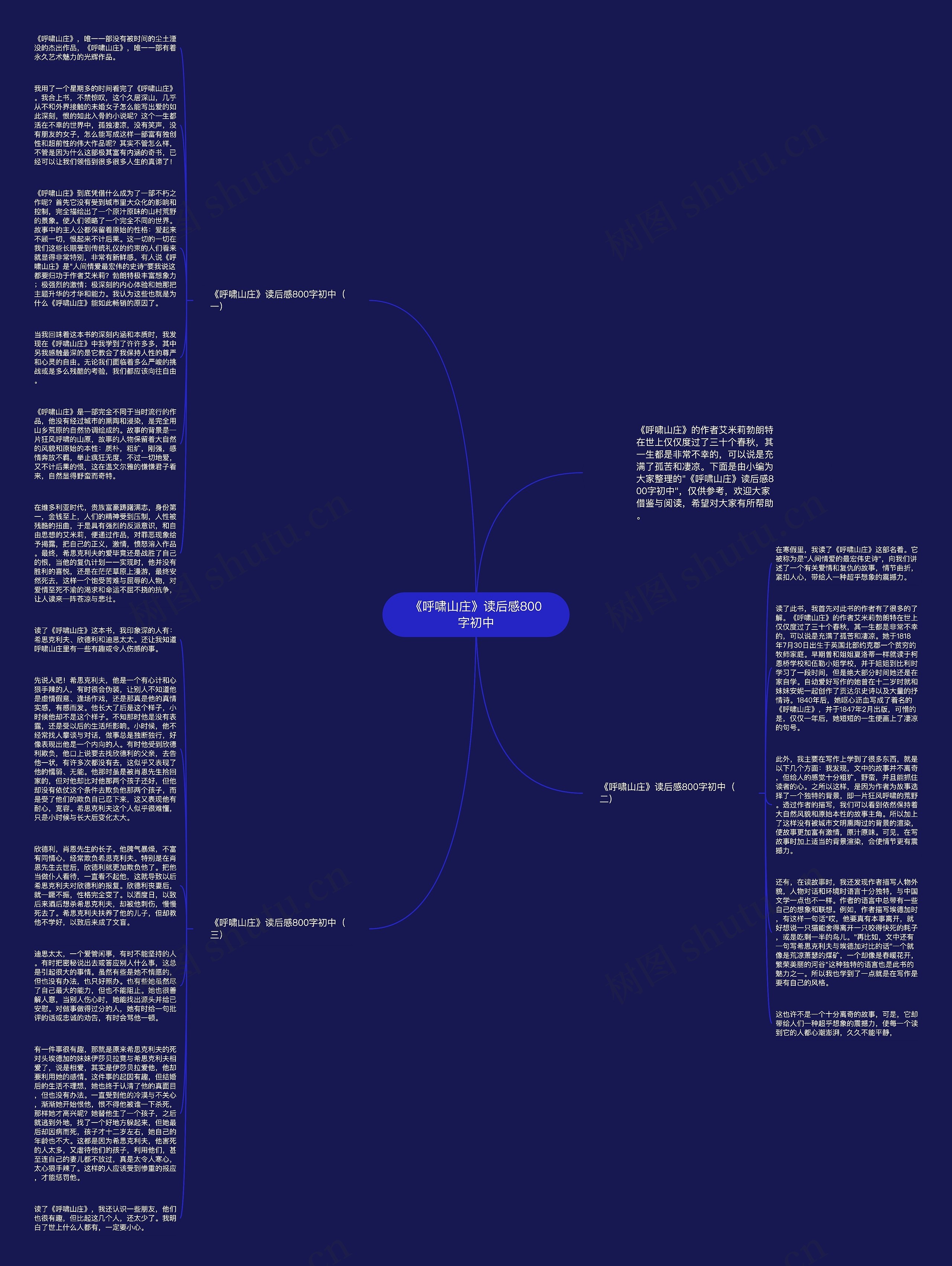 《呼啸山庄》读后感800字初中思维导图