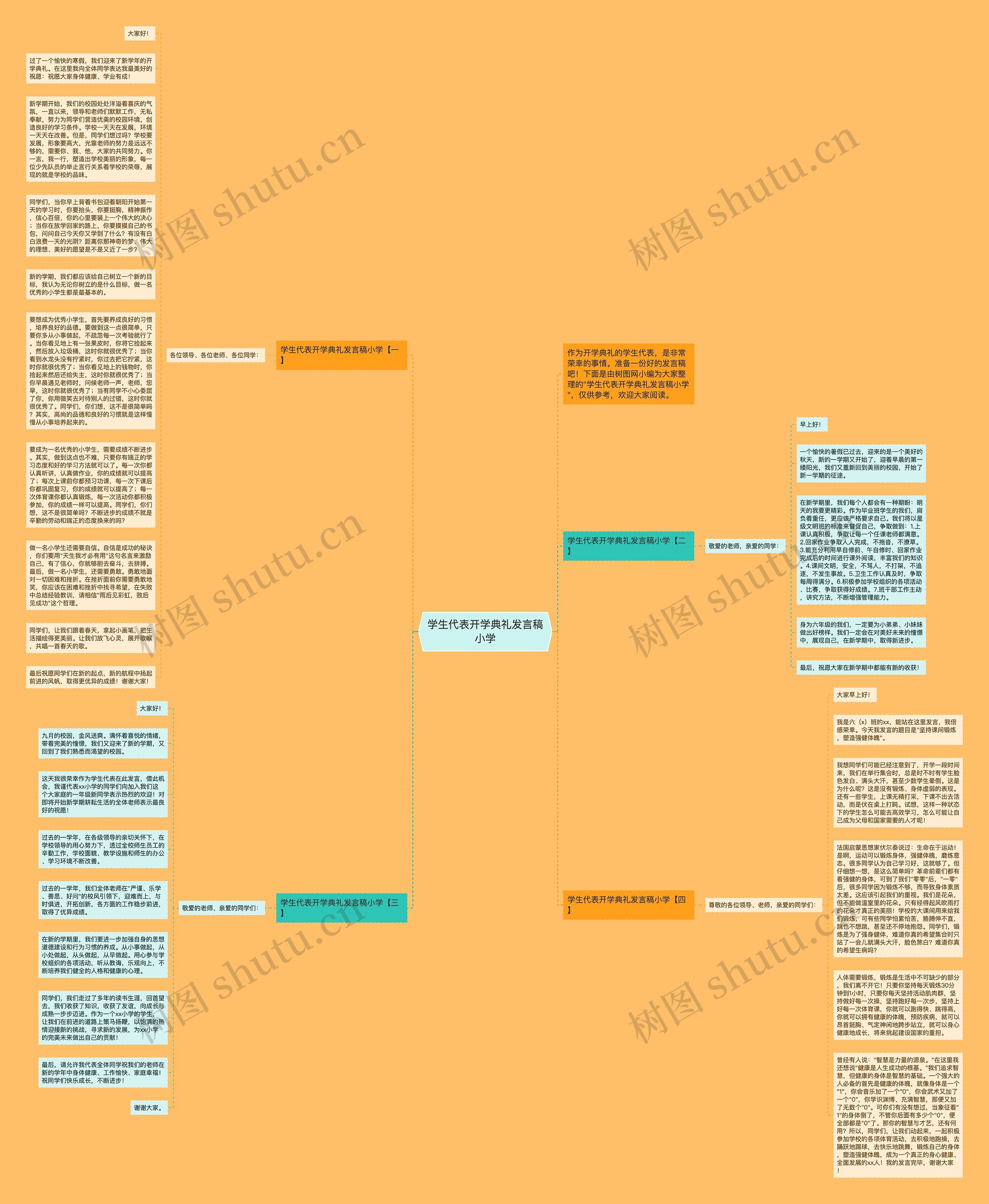 学生代表开学典礼发言稿小学思维导图