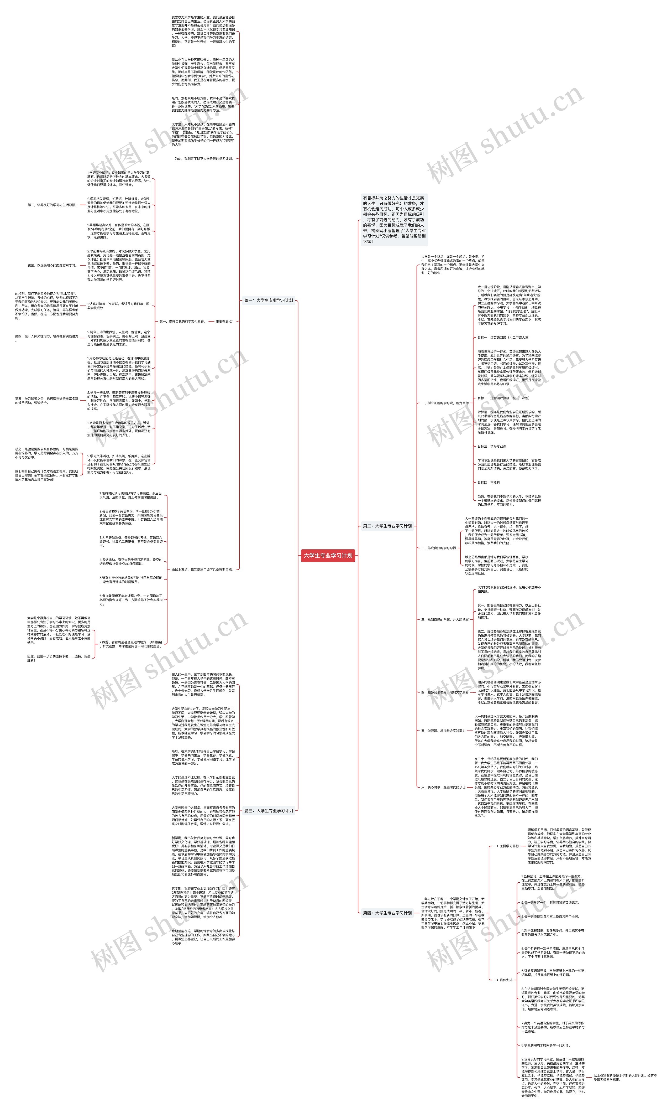 大学生专业学习计划思维导图