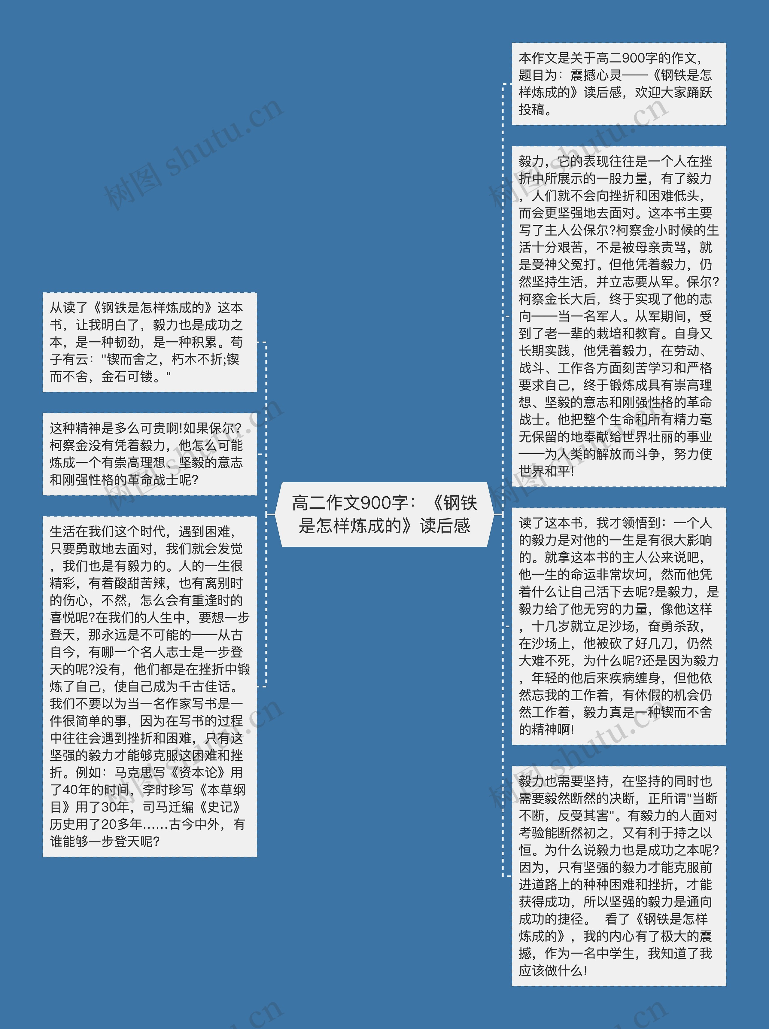 高二作文900字：《钢铁是怎样炼成的》读后感思维导图