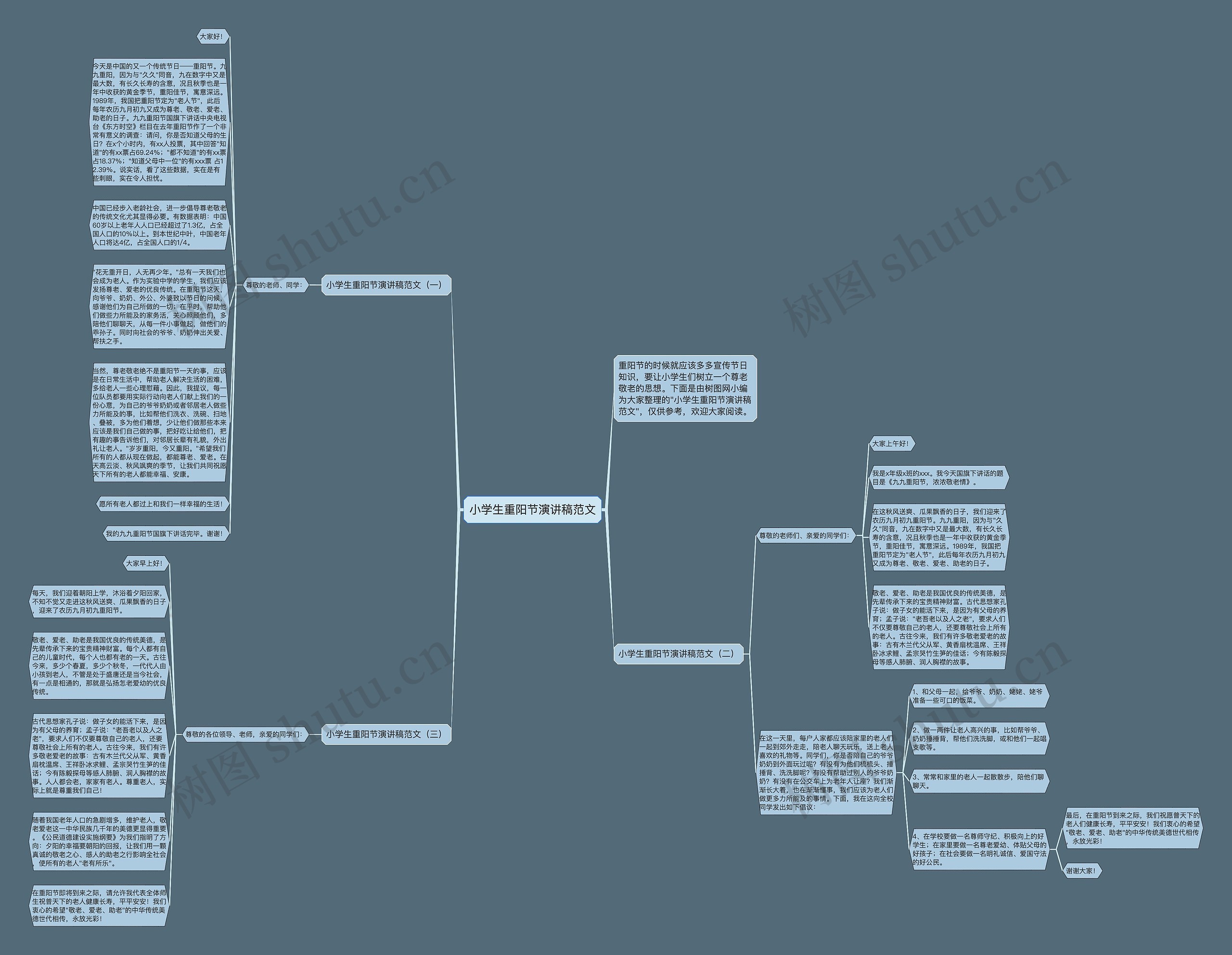 小学生重阳节演讲稿范文思维导图