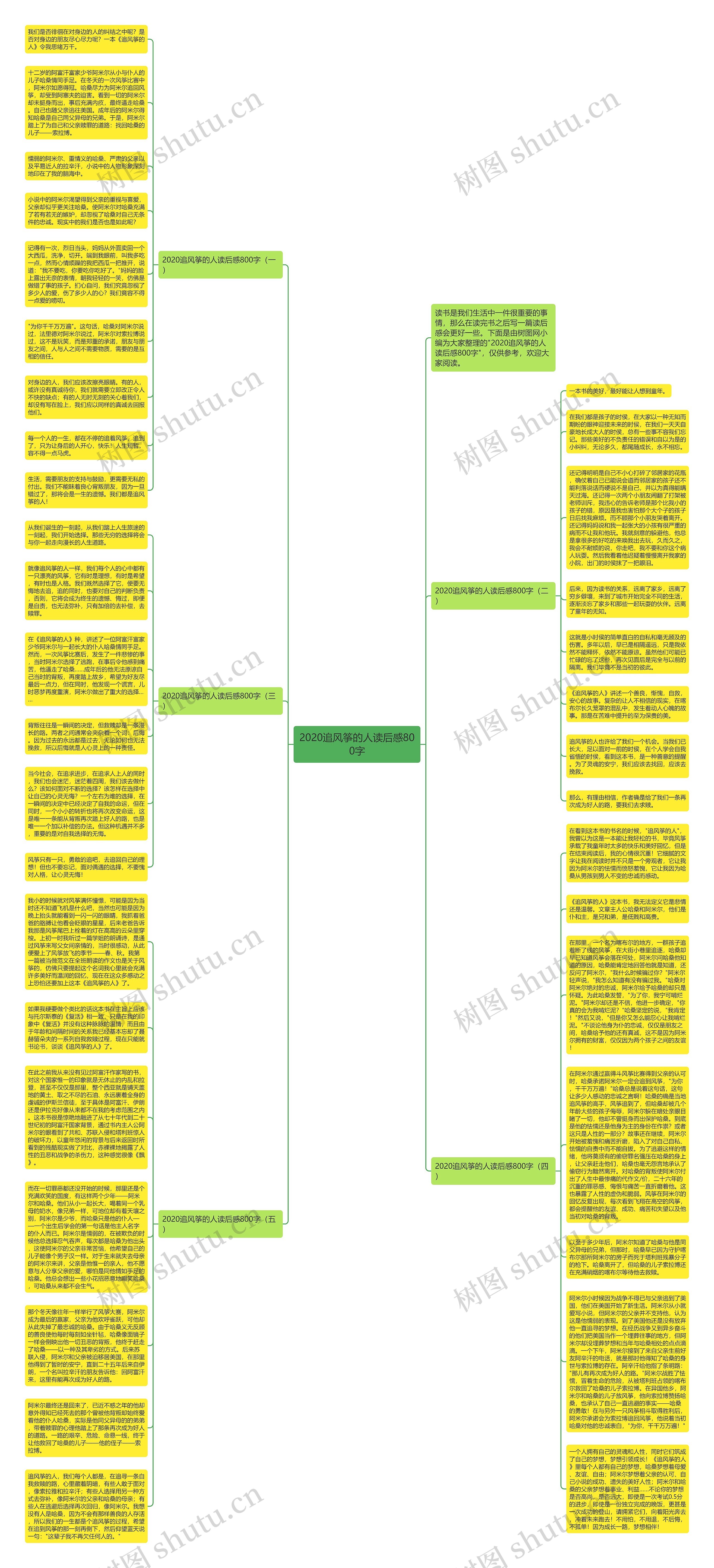 2020追风筝的人读后感800字思维导图