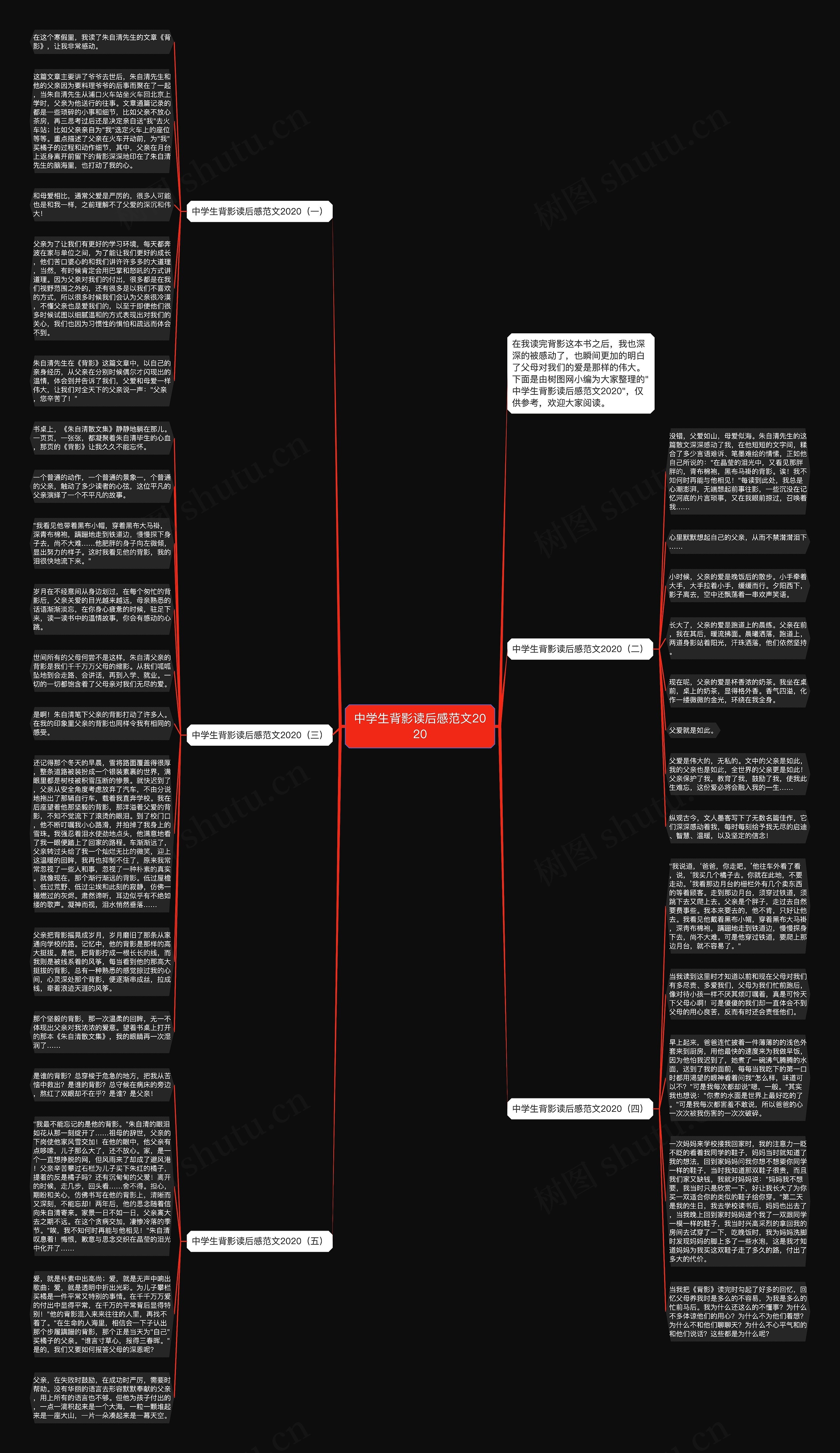 中学生背影读后感范文2020思维导图
