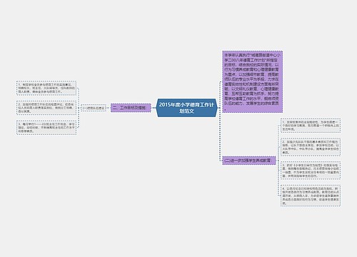 2015年度小学德育工作计划范文