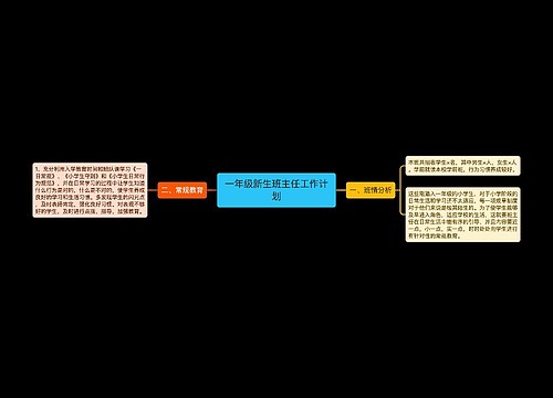 一年级新生班主任工作计划