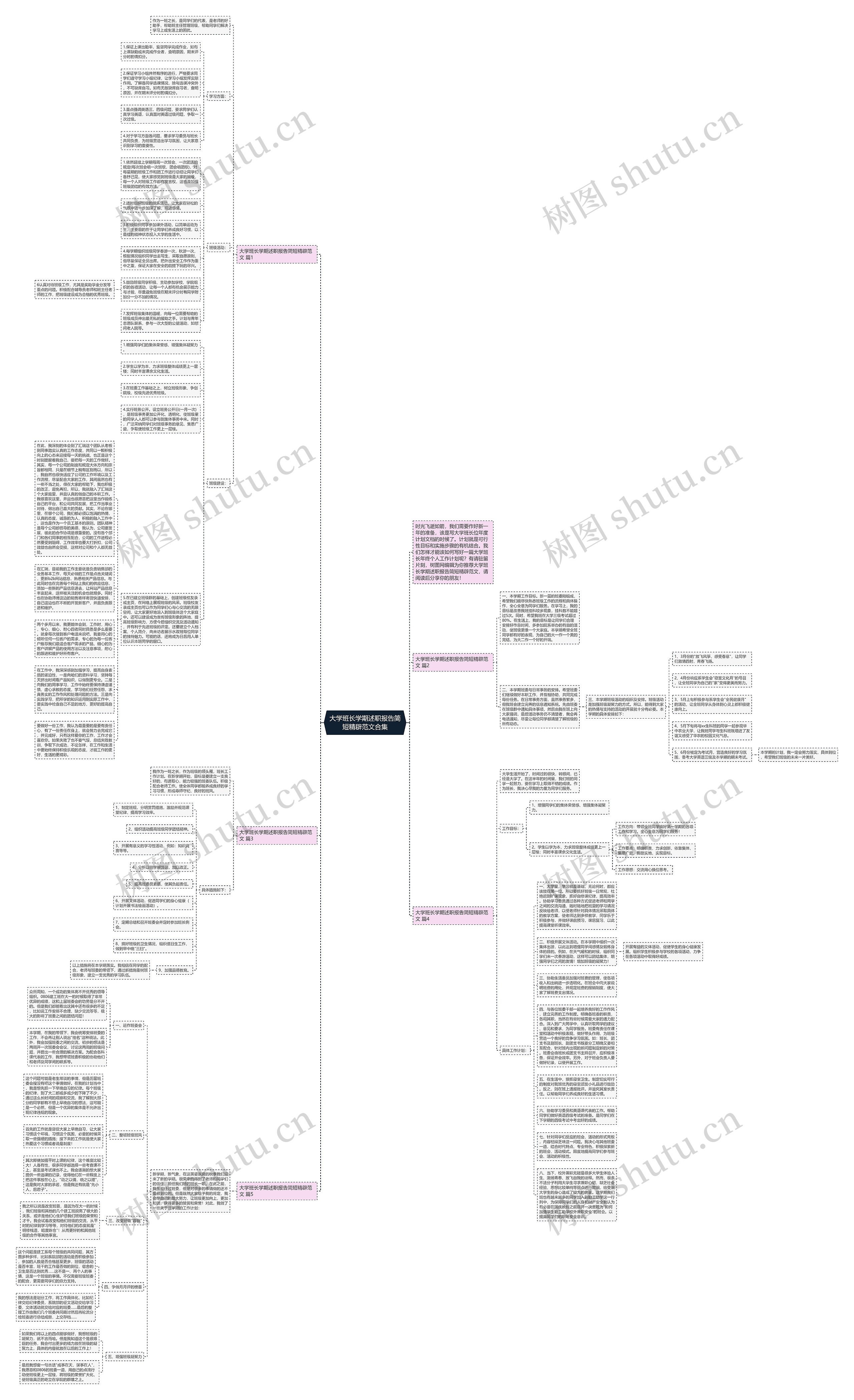大学班长学期述职报告简短精辟范文合集思维导图