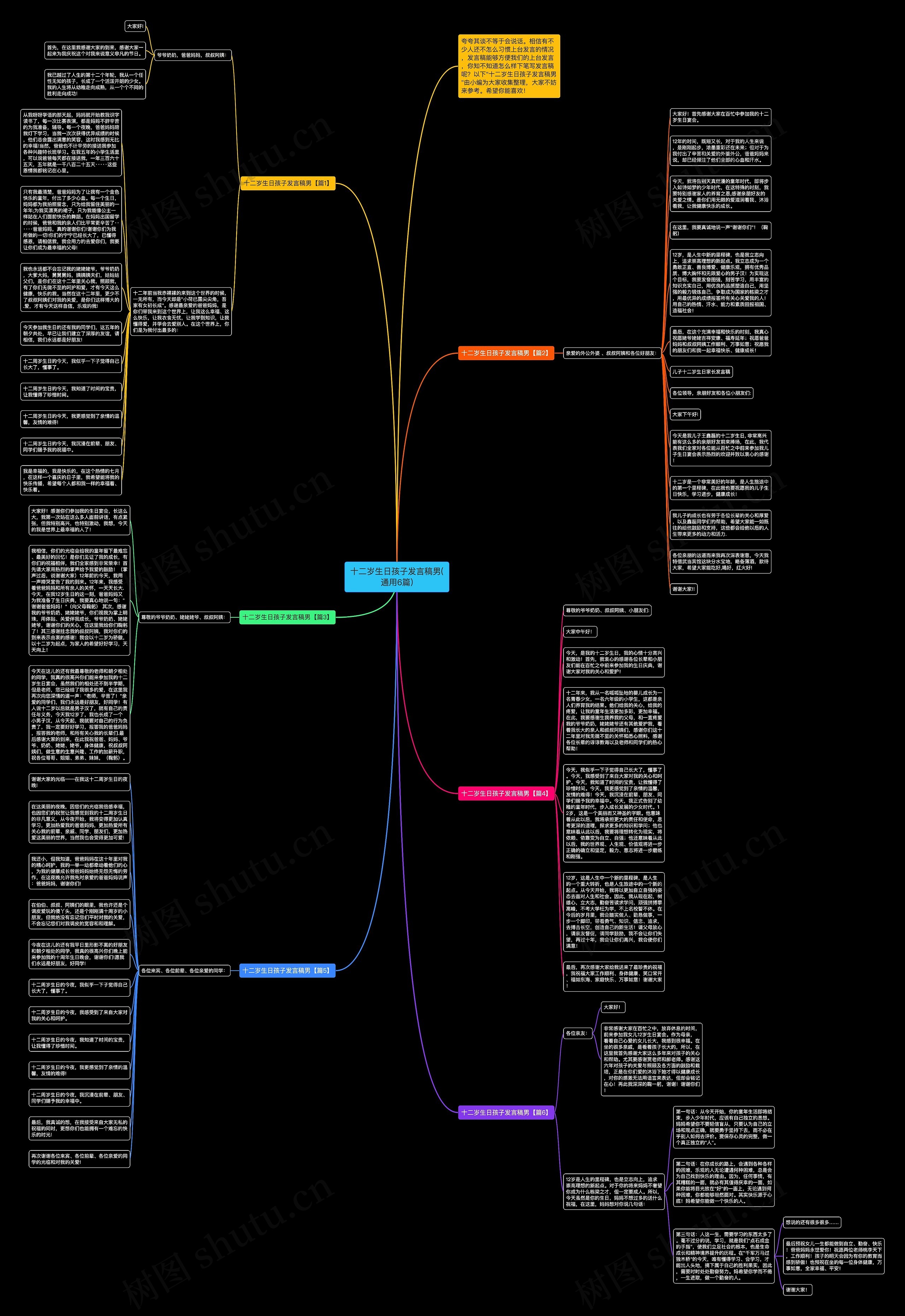 十二岁生日孩子发言稿男(通用6篇)思维导图