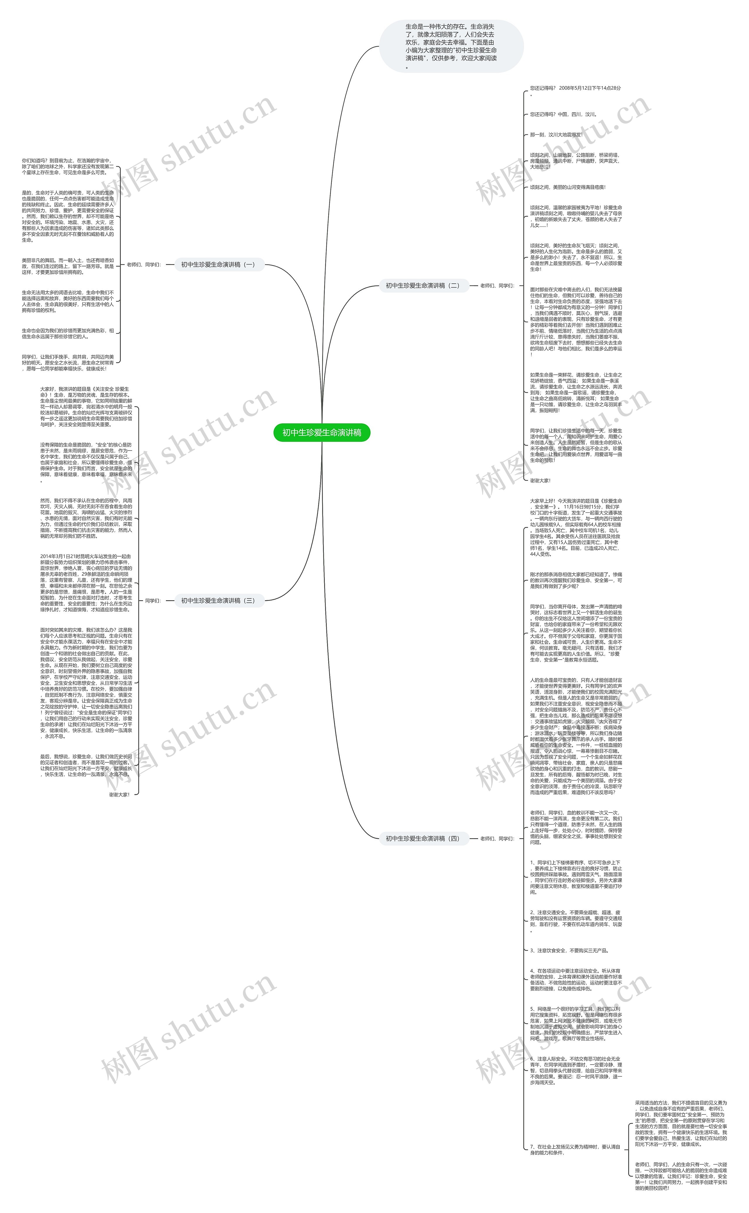 初中生珍爱生命演讲稿思维导图