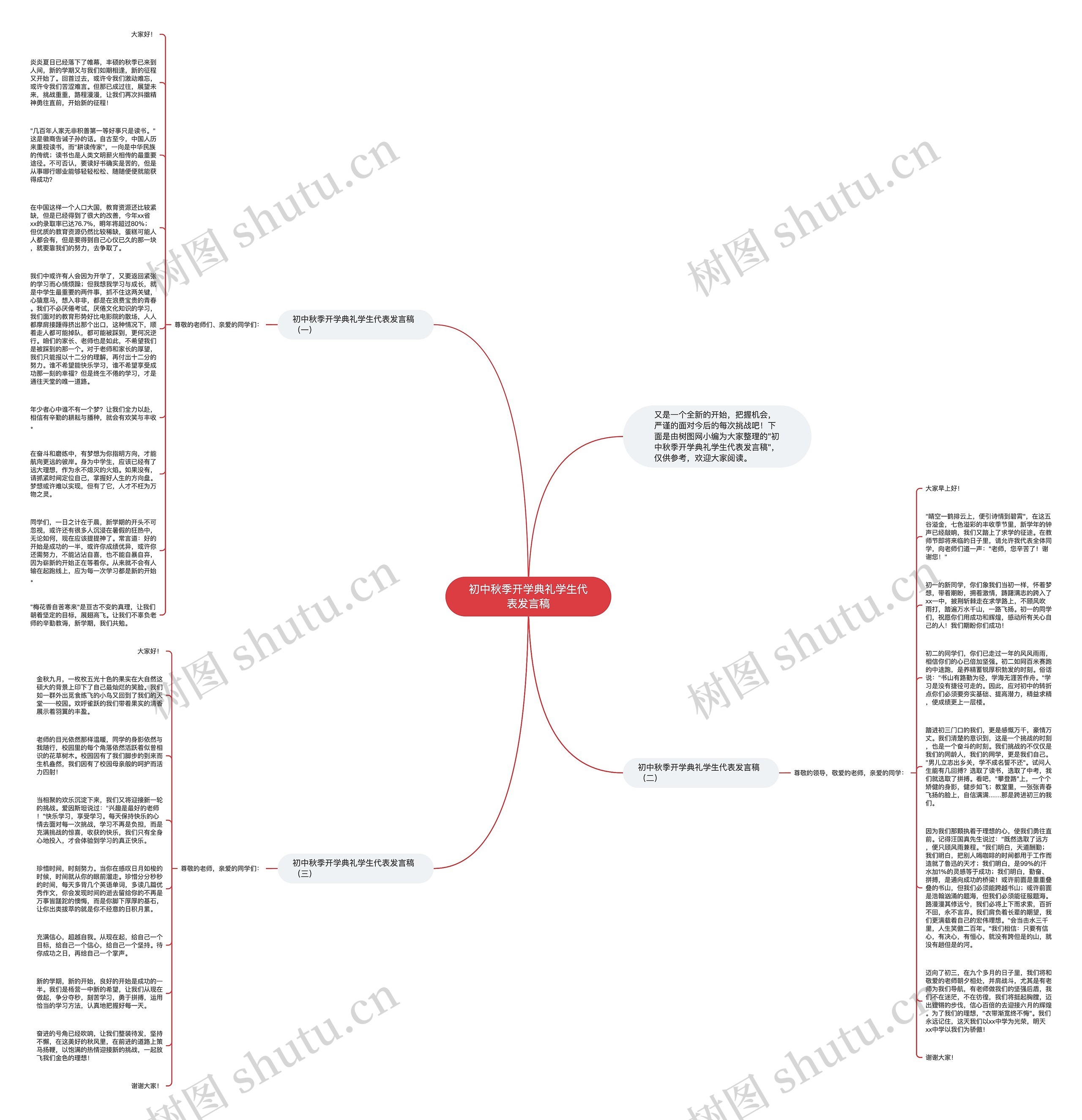 初中秋季开学典礼学生代表发言稿思维导图
