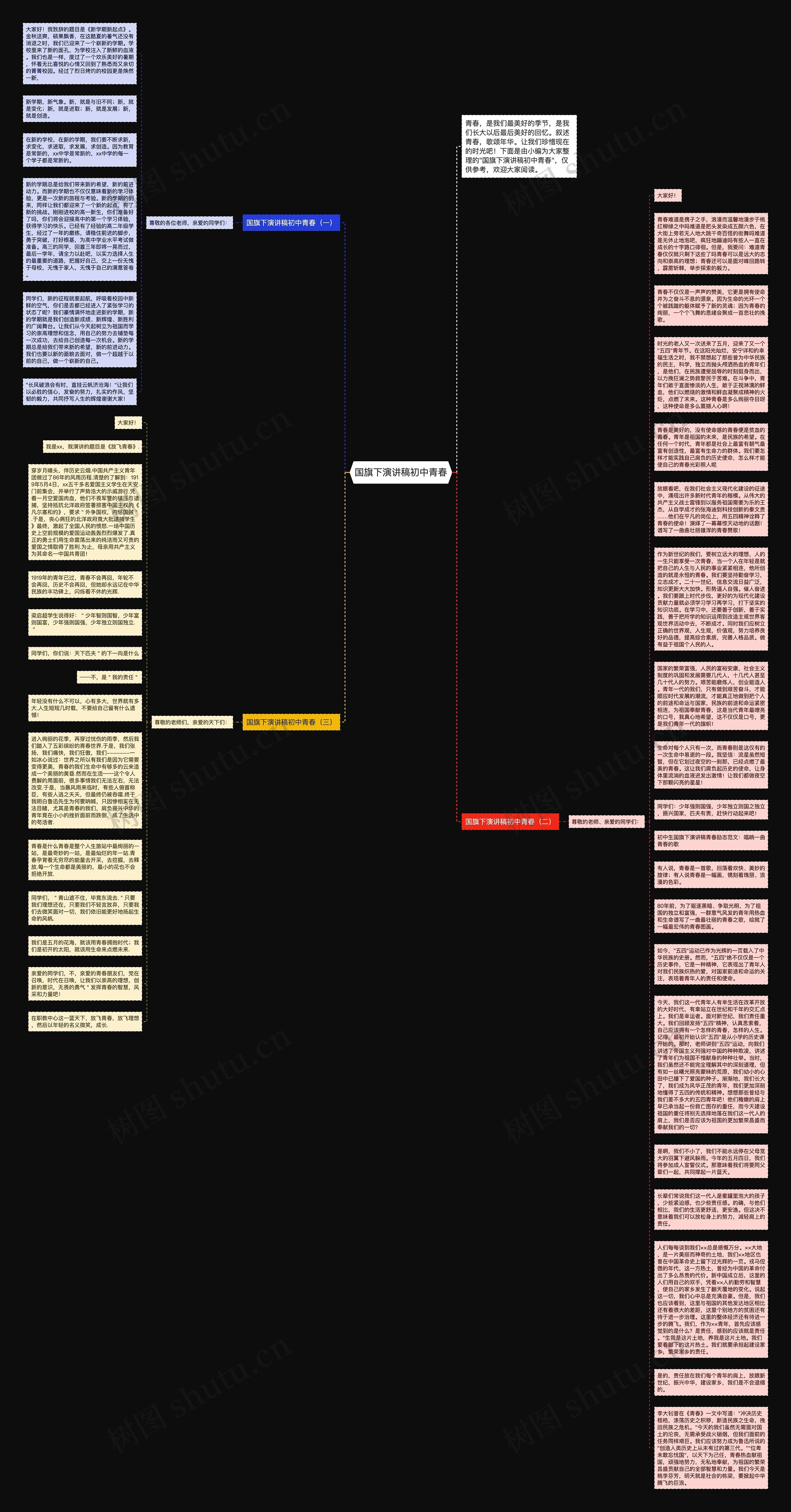 国旗下演讲稿初中青春思维导图
