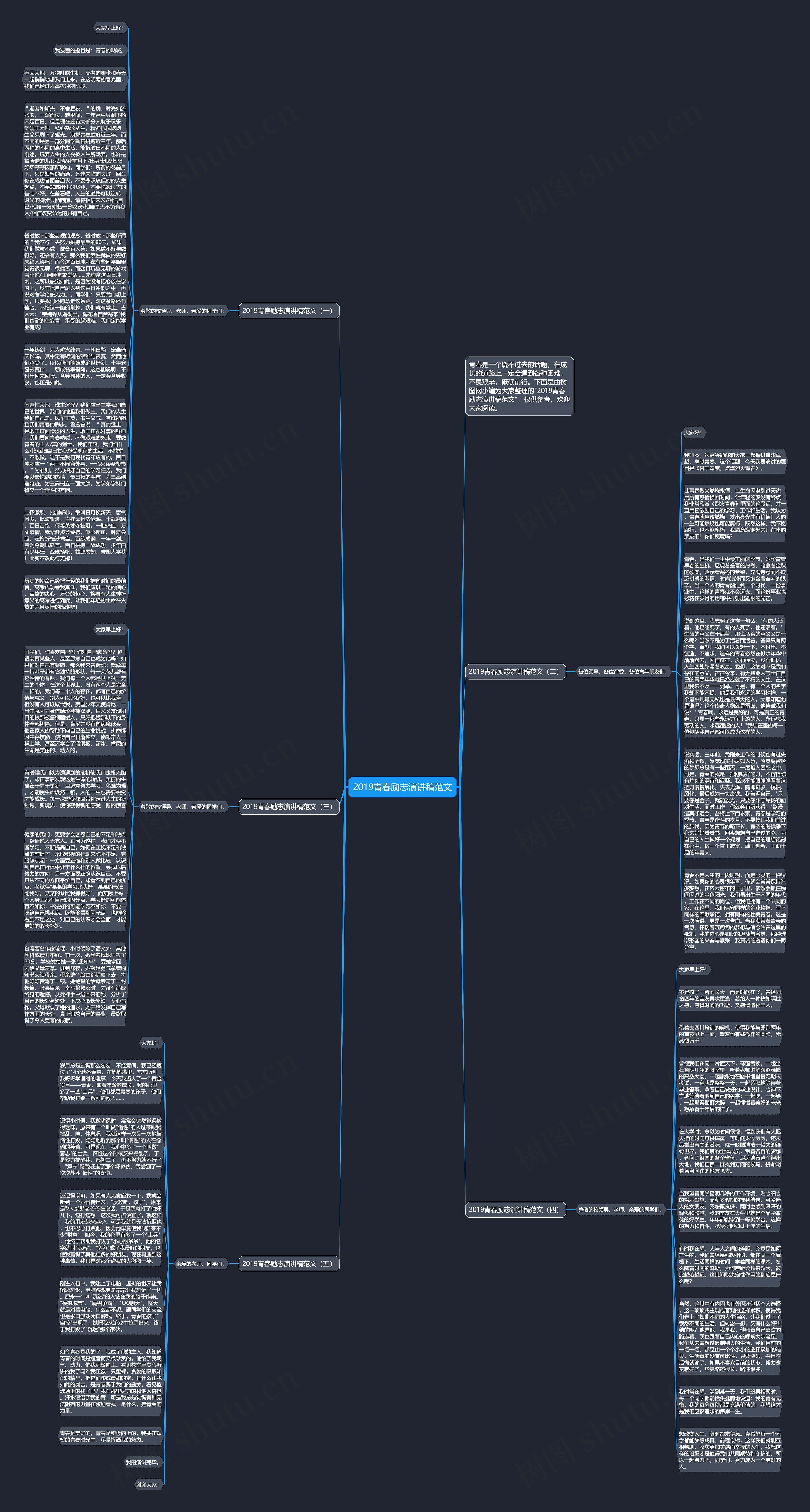 2019青春励志演讲稿范文思维导图