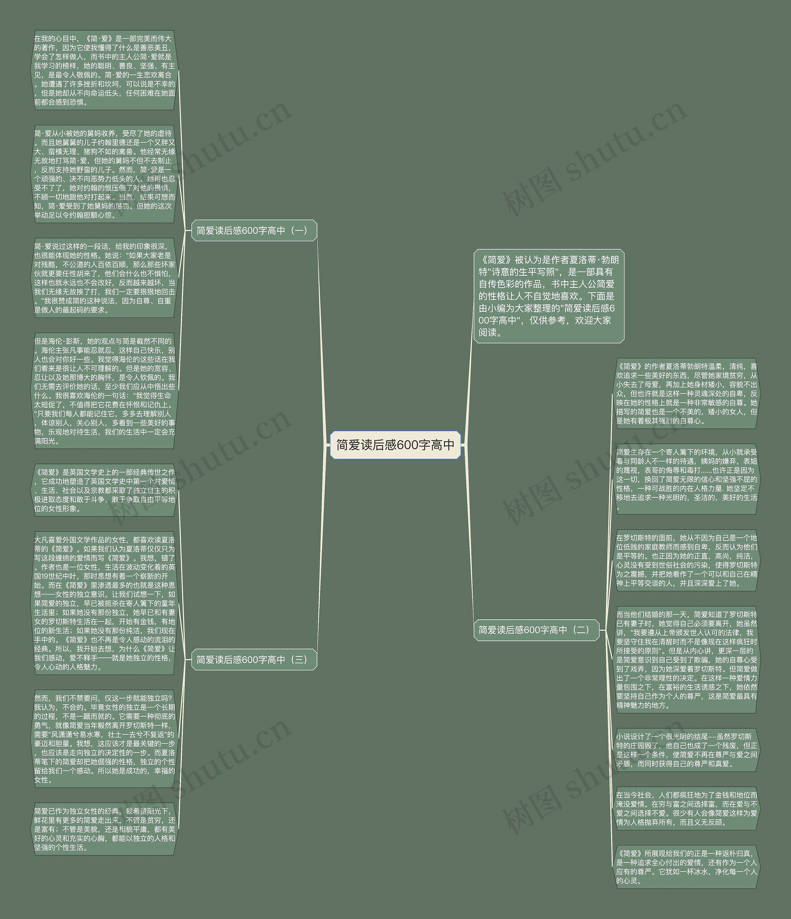 简爱读后感600字高中思维导图