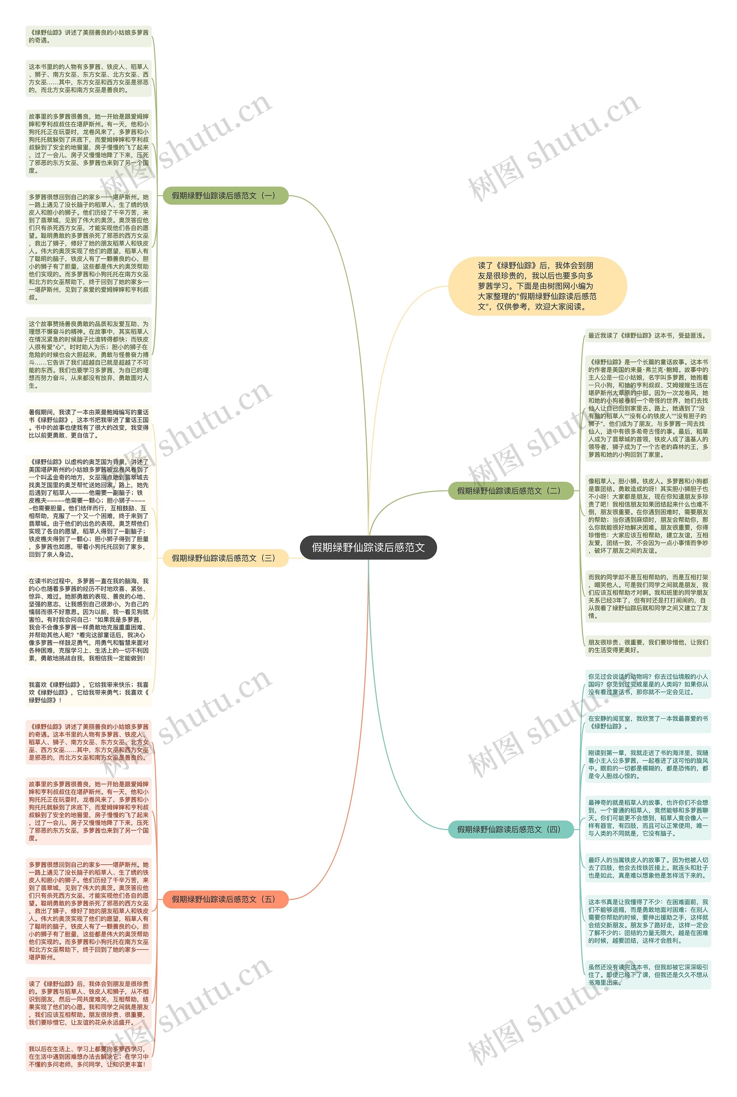 假期绿野仙踪读后感范文思维导图