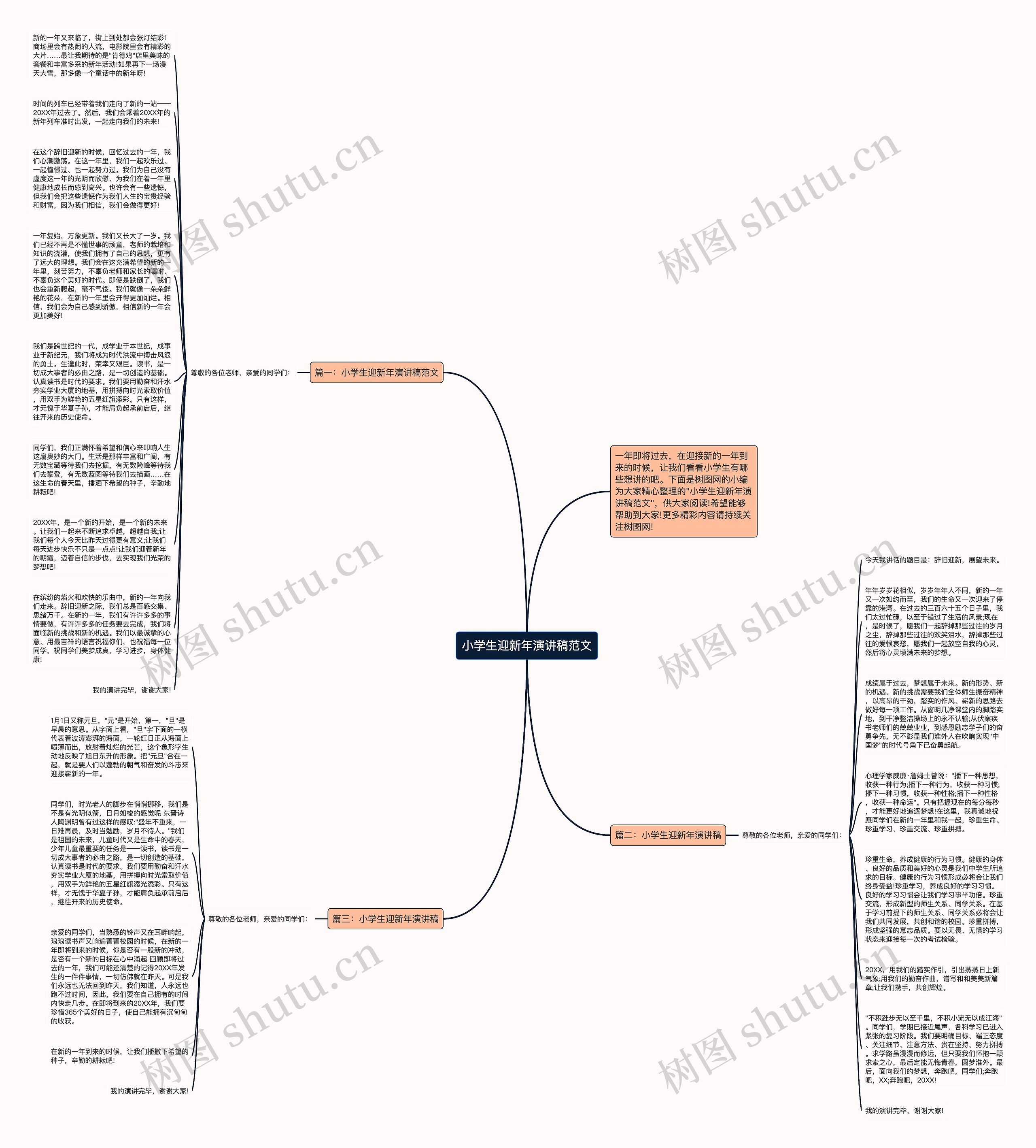 小学生迎新年演讲稿范文思维导图