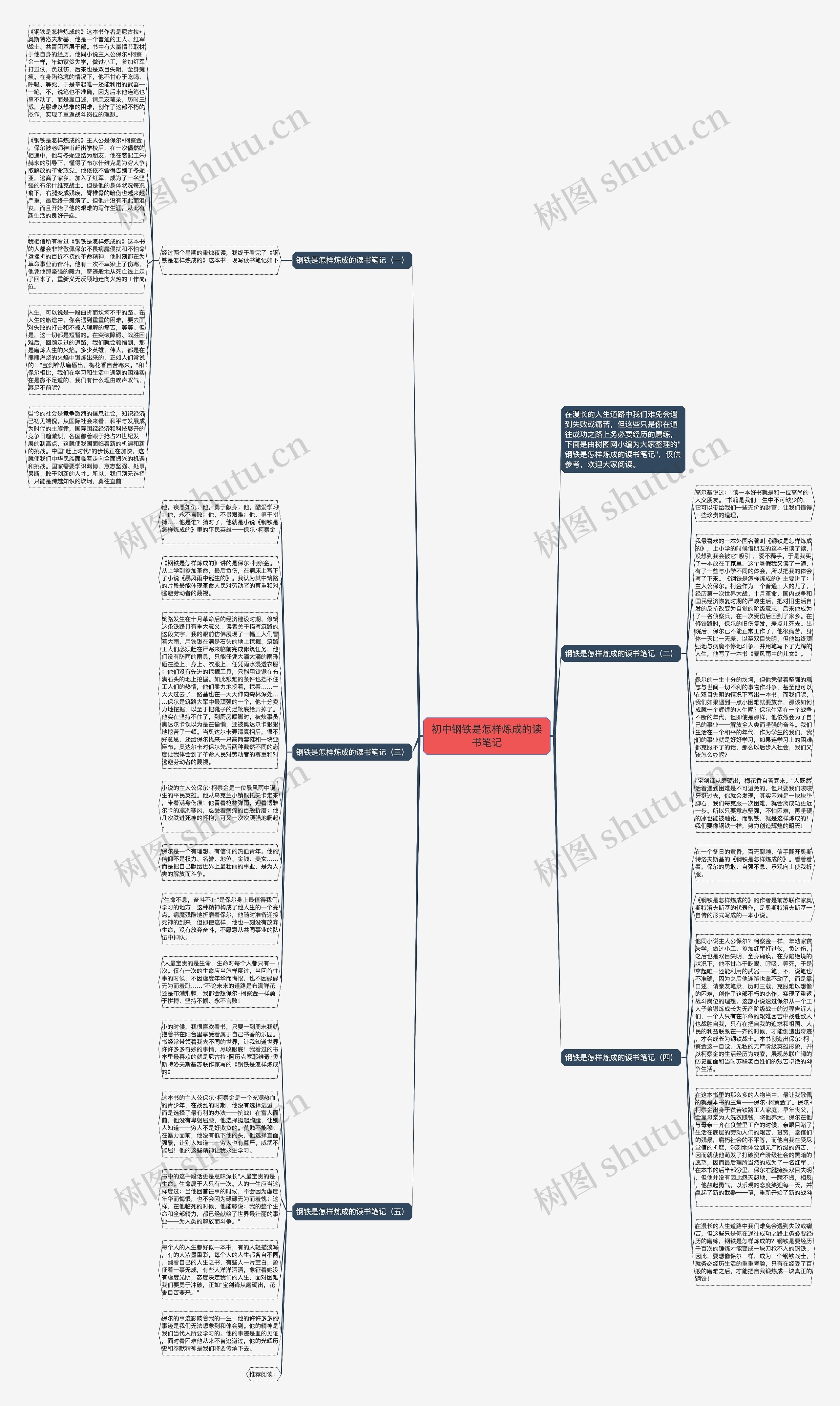 初中钢铁是怎样炼成的读书笔记思维导图