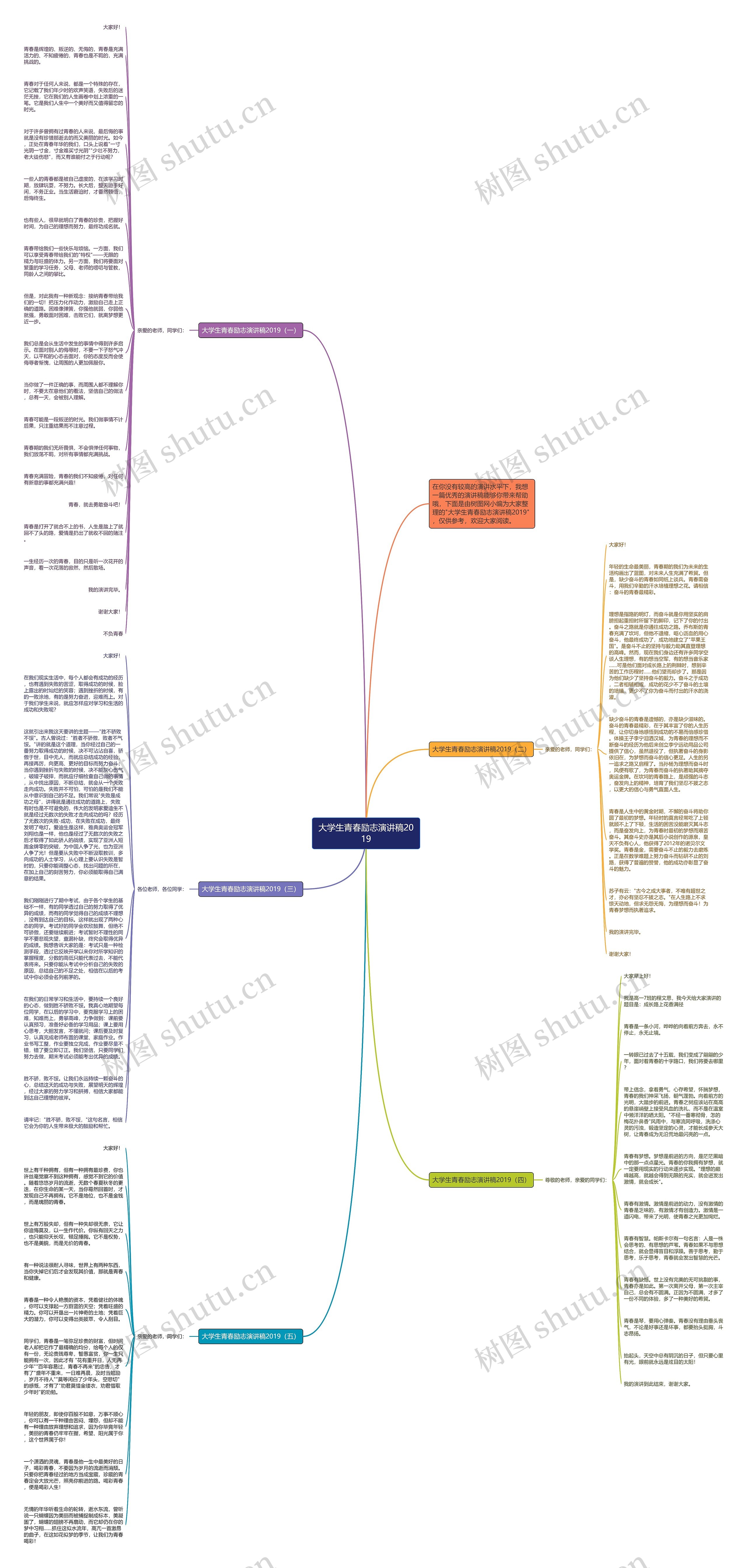 大学生青春励志演讲稿2019思维导图