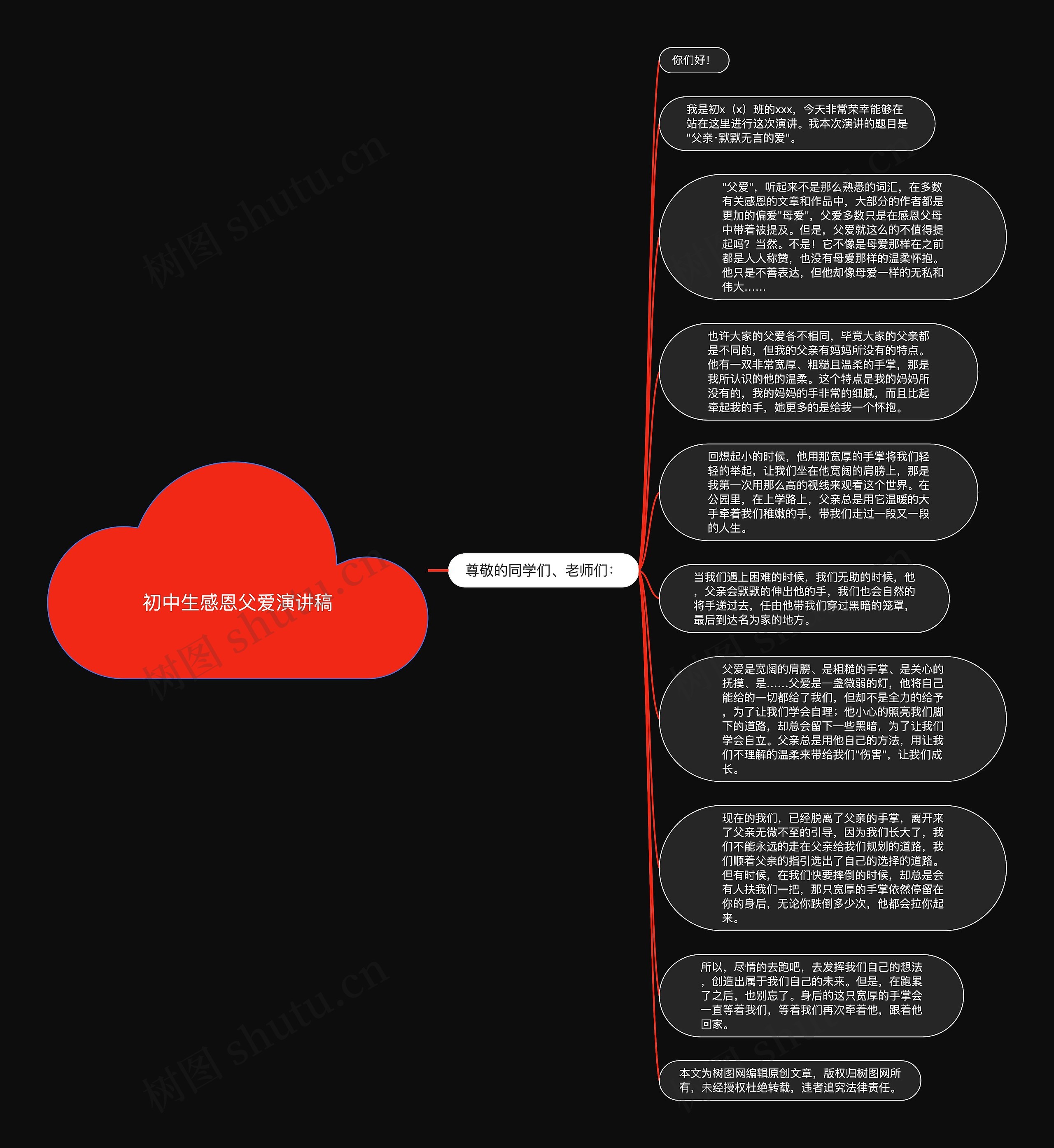 初中生感恩父爱演讲稿思维导图