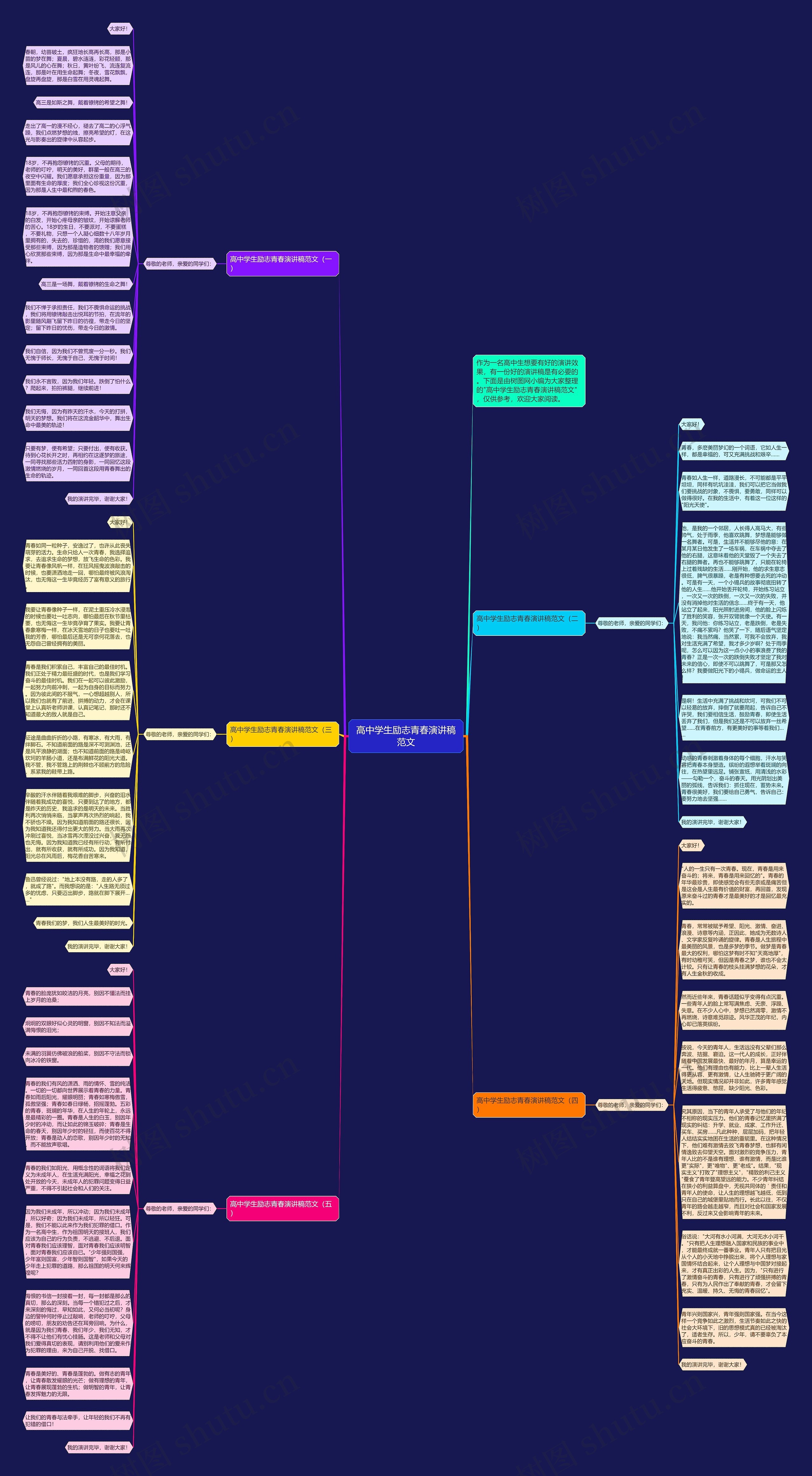 高中学生励志青春演讲稿范文思维导图