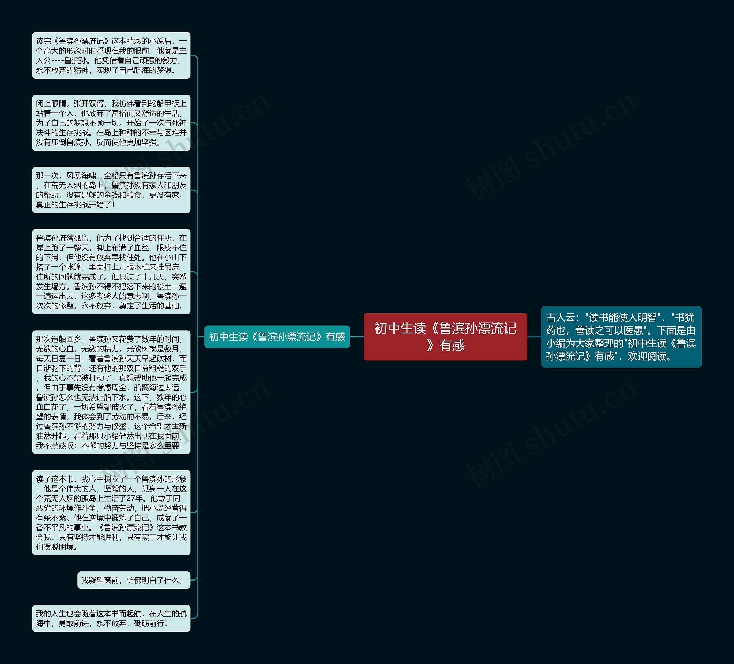 初中生读《鲁滨孙漂流记》有感思维导图