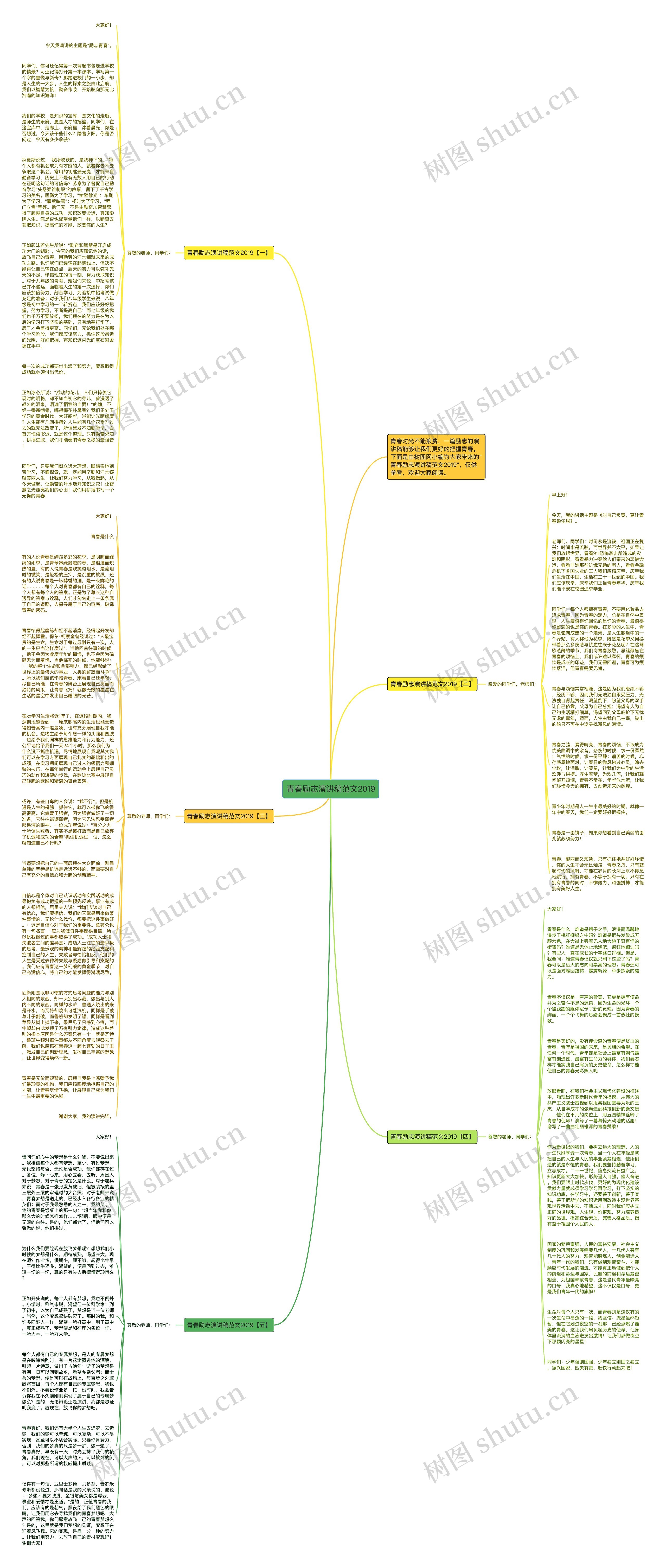 青春励志演讲稿范文2019思维导图