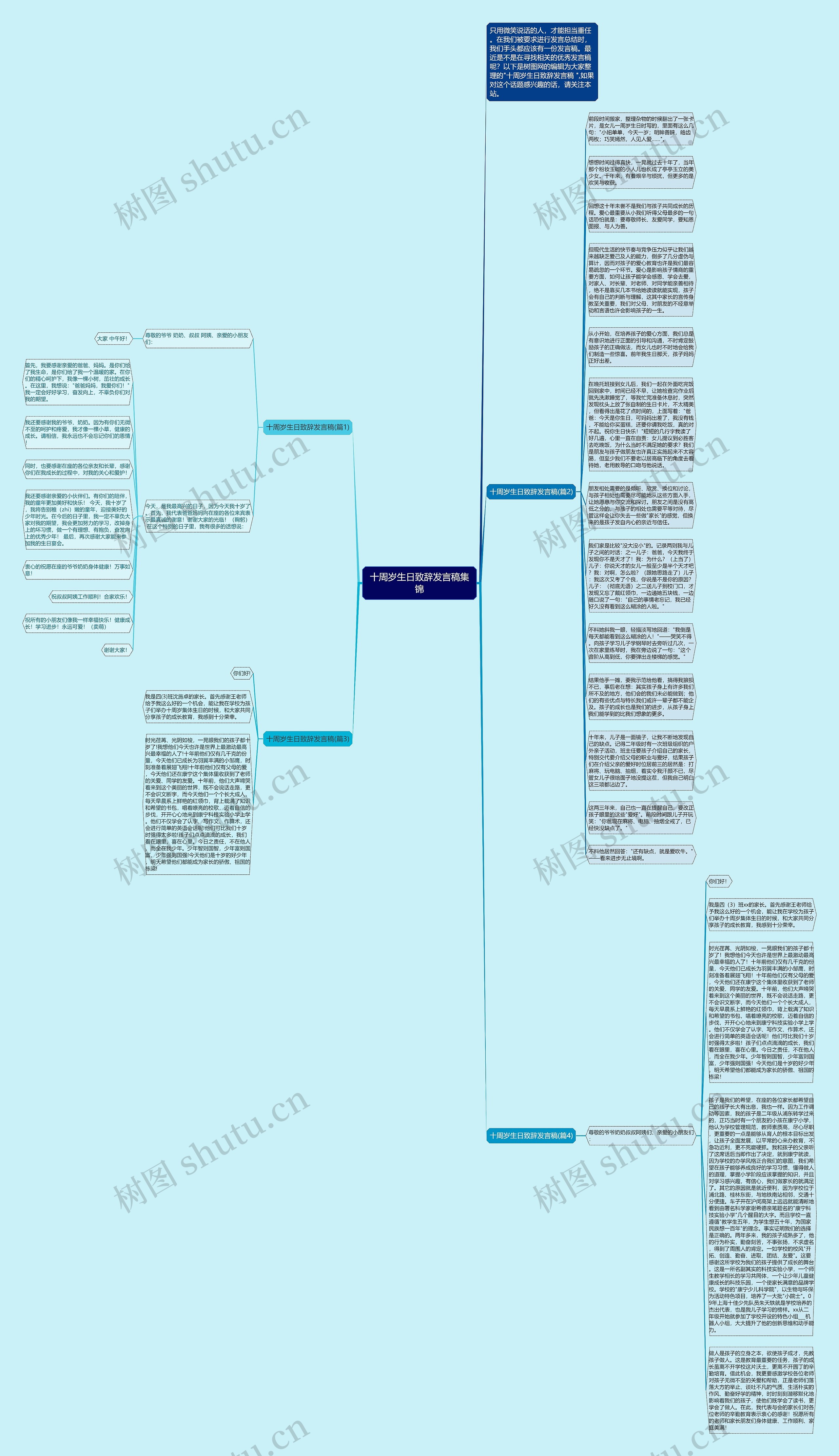 十周岁生日致辞发言稿集锦思维导图