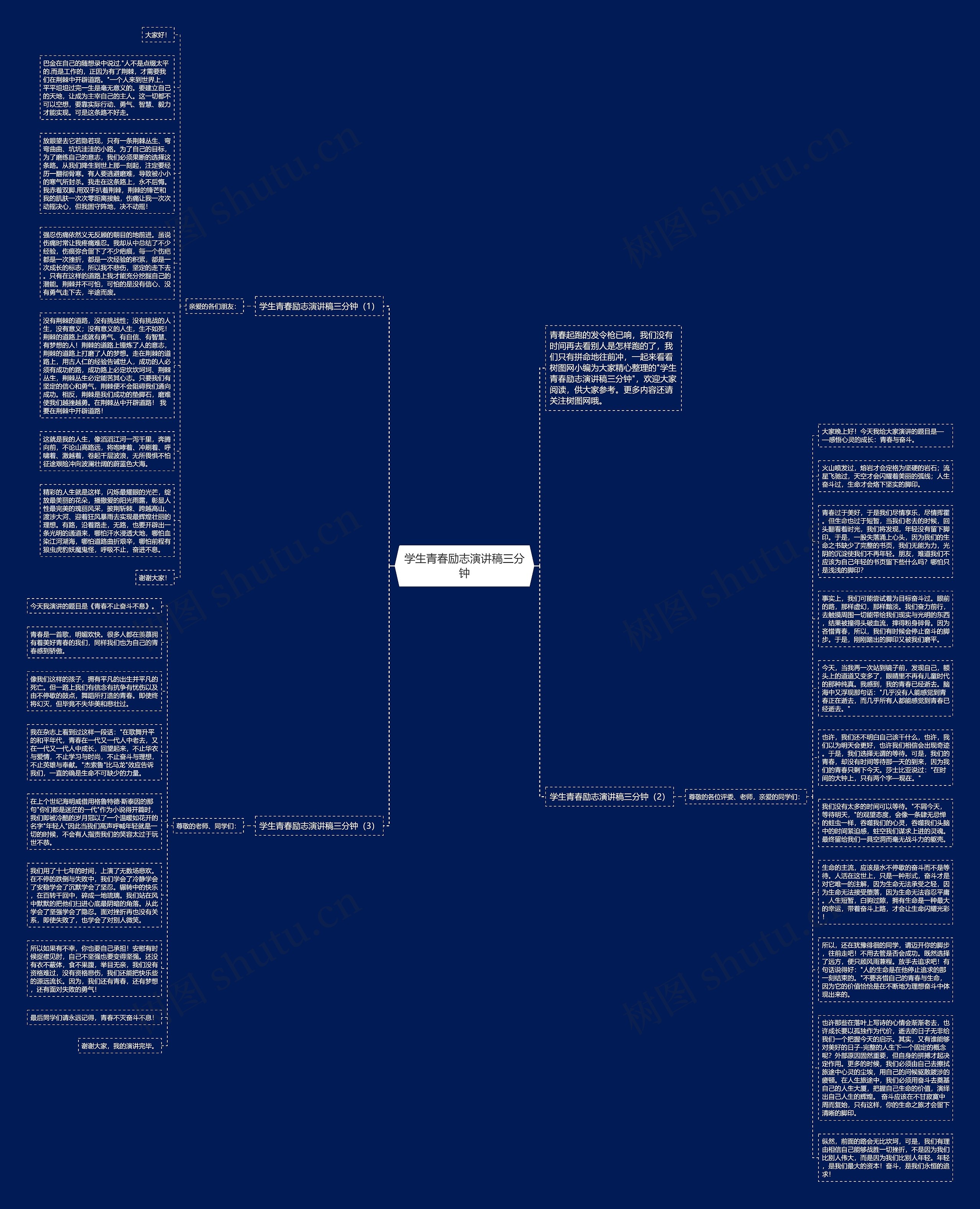 学生青春励志演讲稿三分钟思维导图