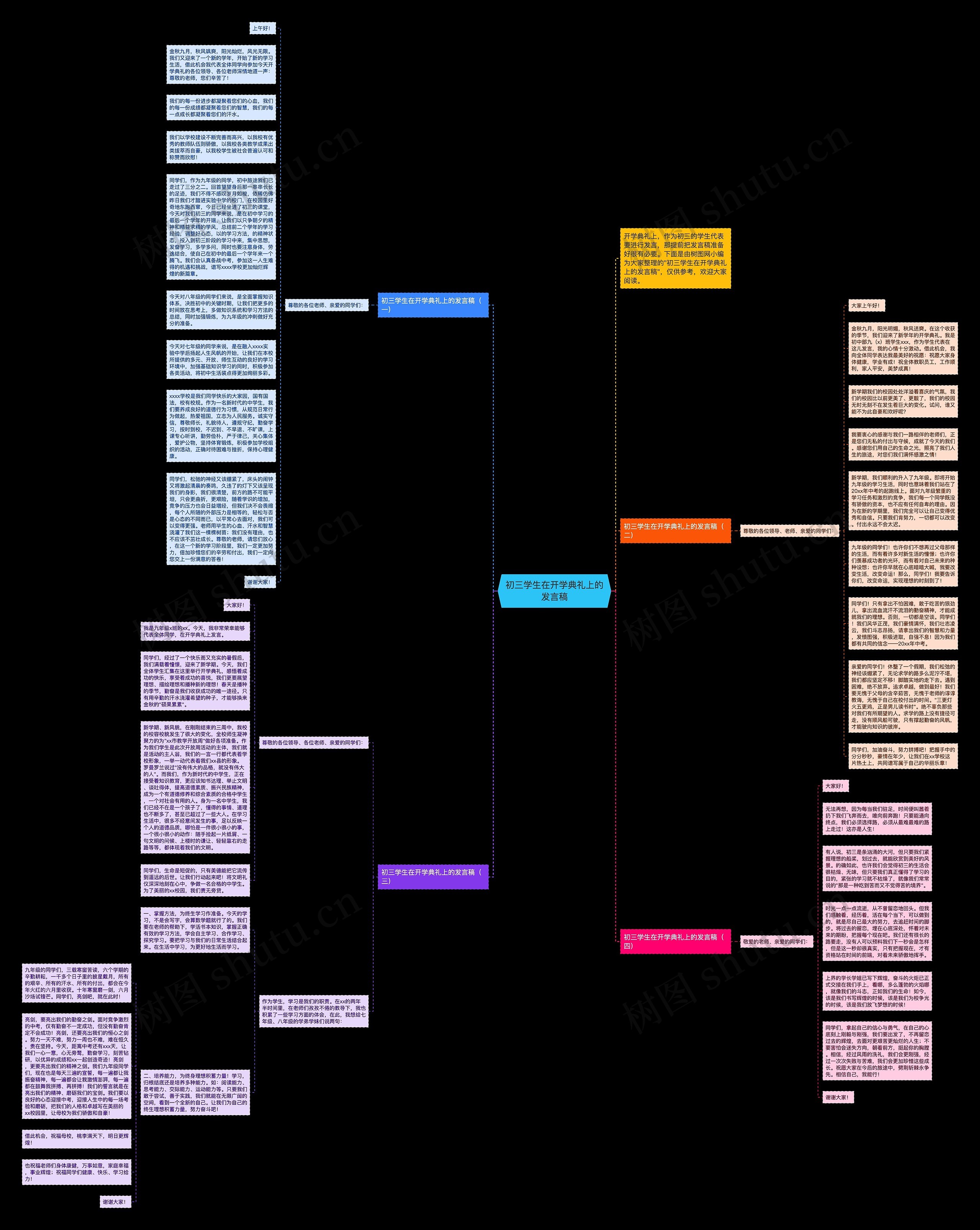 初三学生在开学典礼上的发言稿思维导图