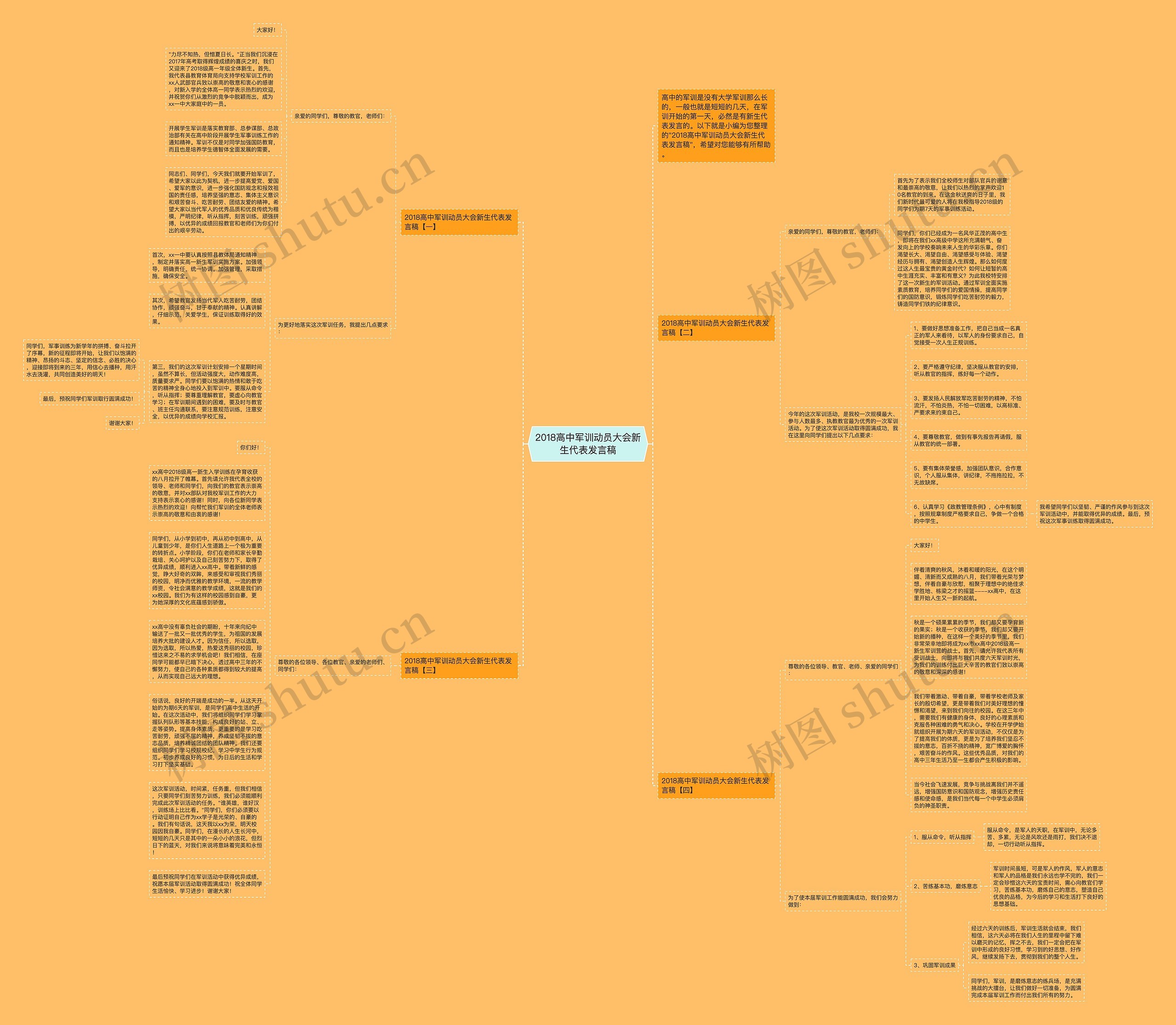 2018高中军训动员大会新生代表发言稿思维导图