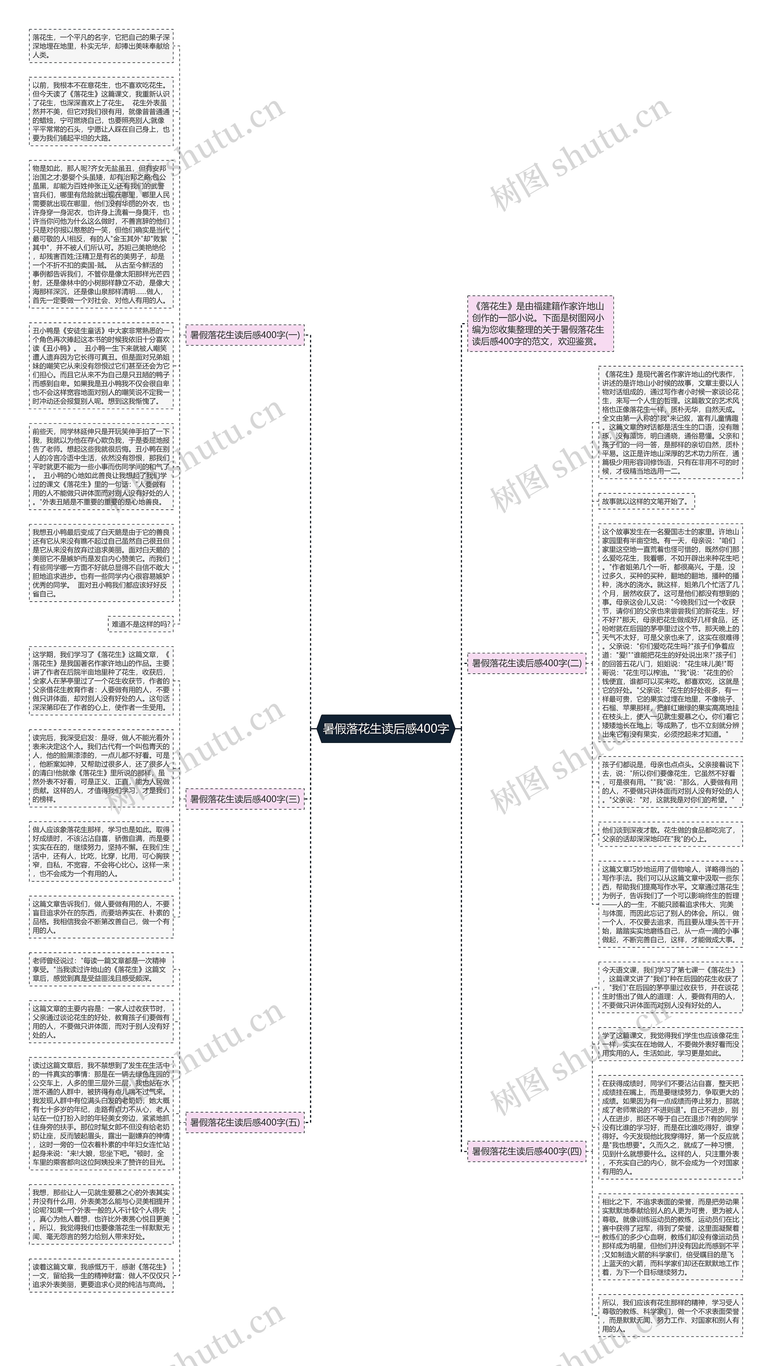 暑假落花生读后感400字思维导图