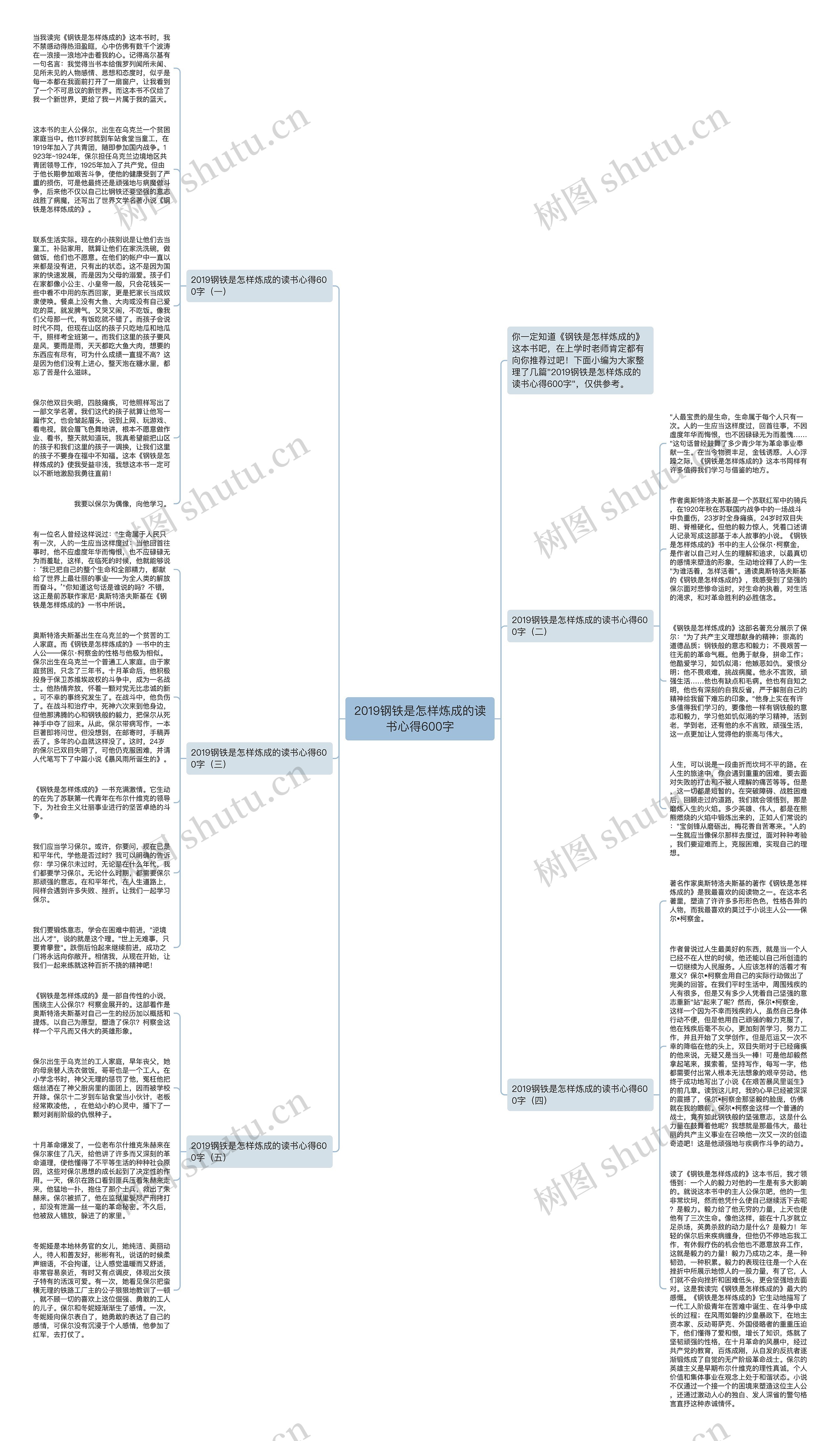 2019钢铁是怎样炼成的读书心得600字思维导图
