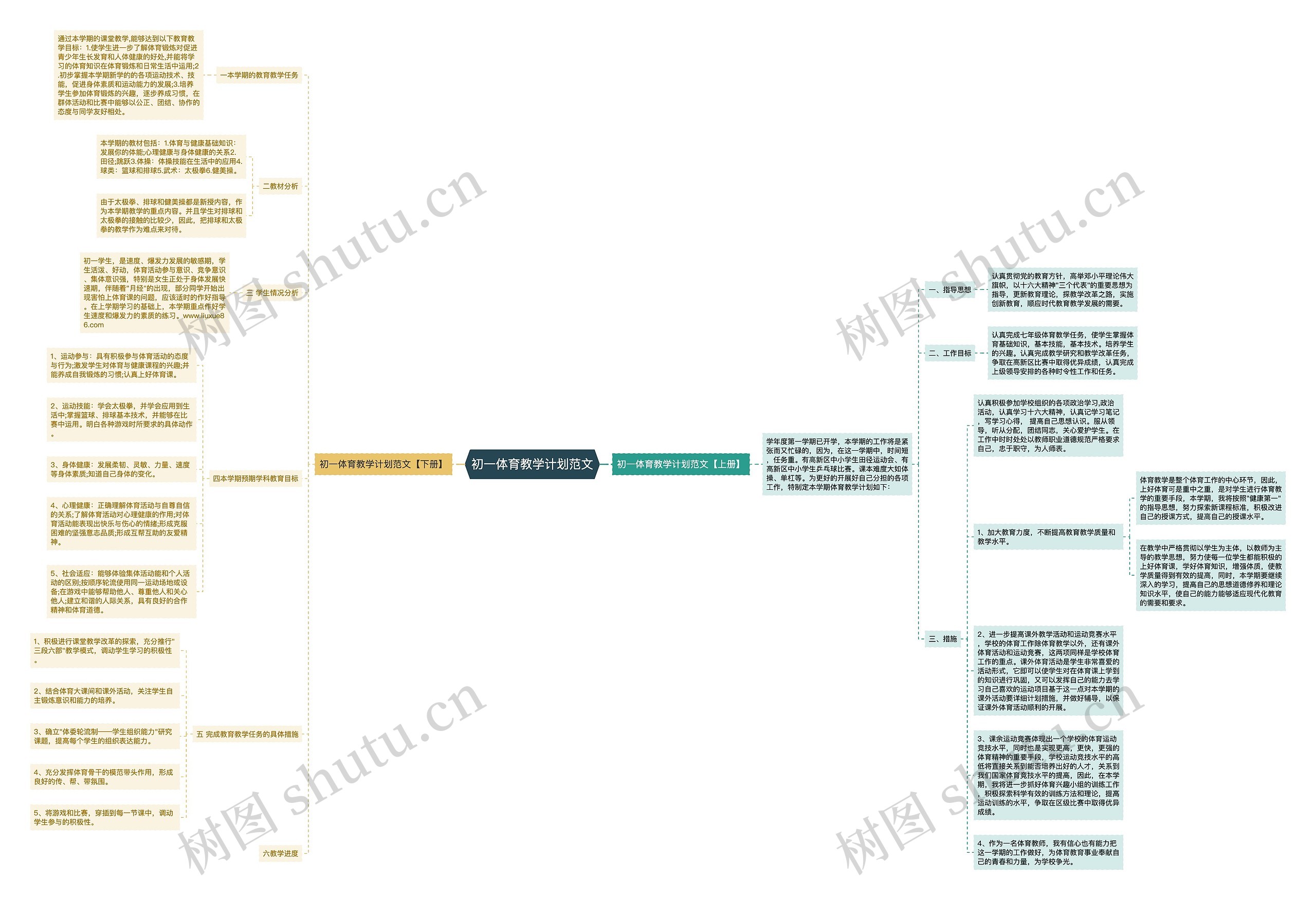 初一体育教学计划范文思维导图