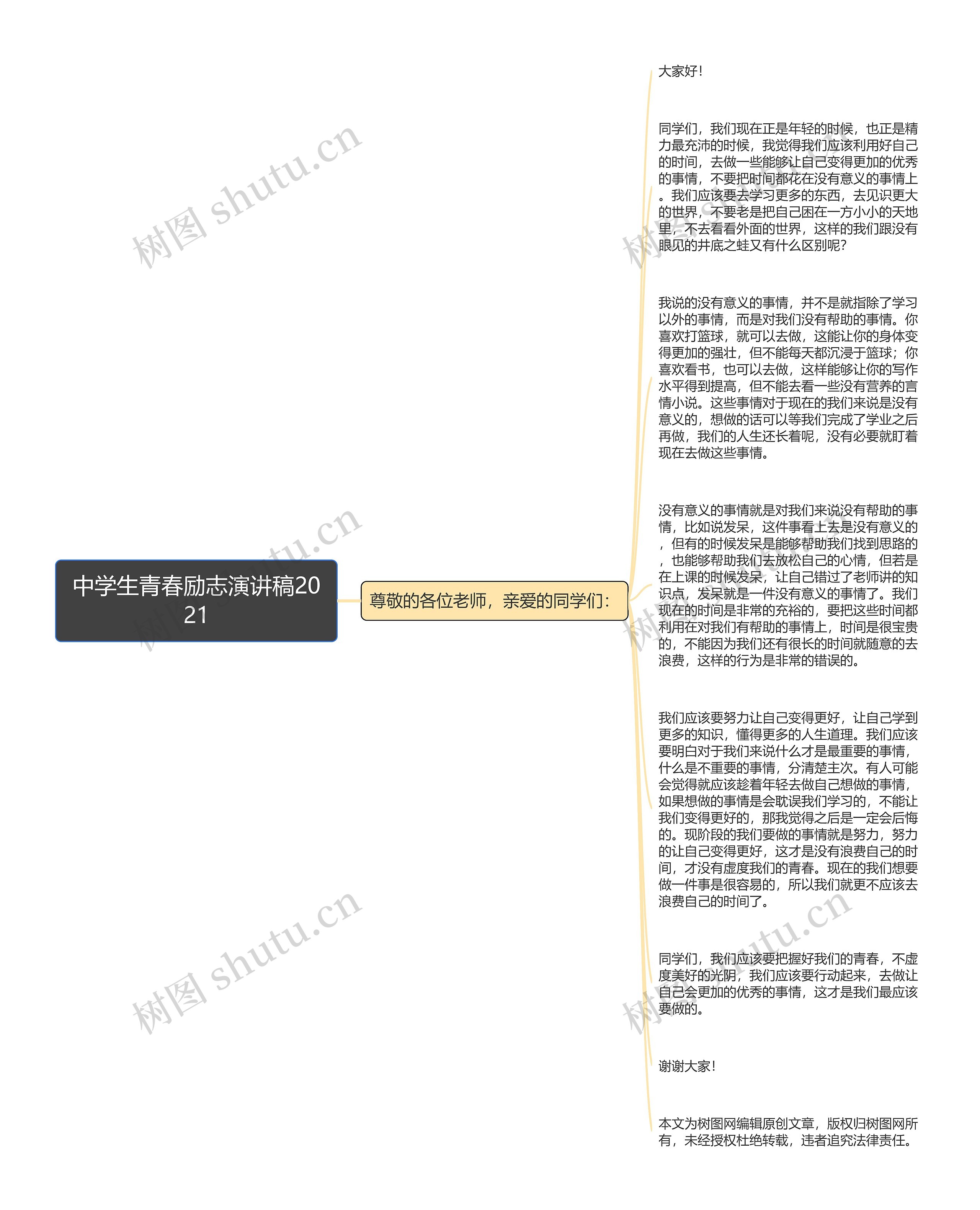 中学生青春励志演讲稿2021思维导图