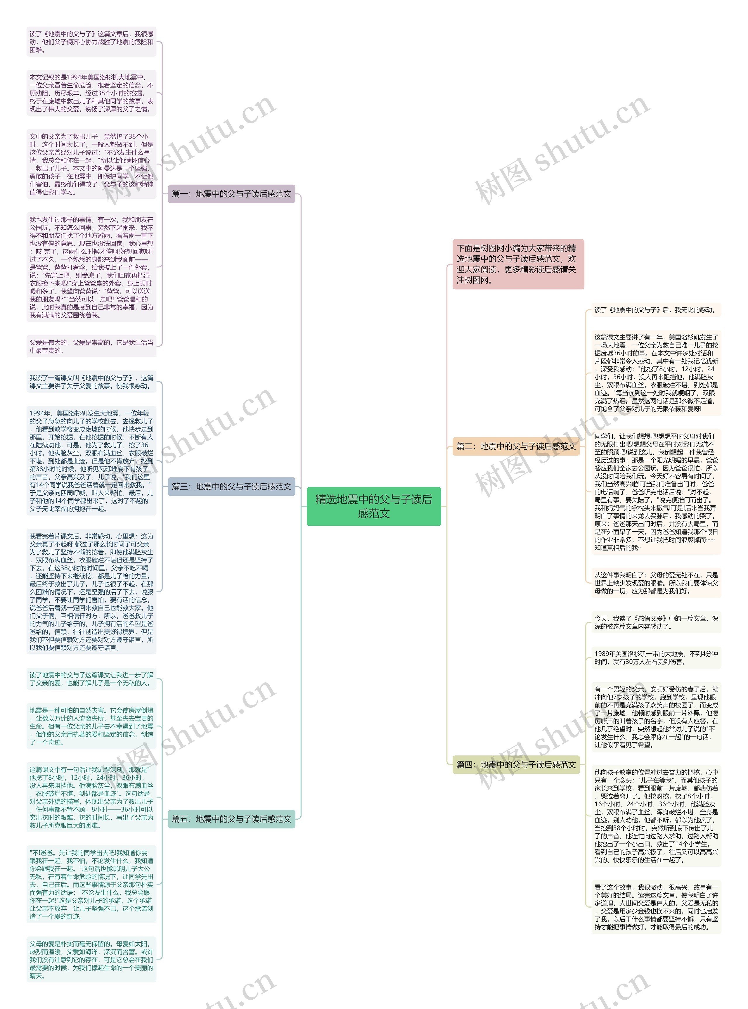 精选地震中的父与子读后感范文思维导图