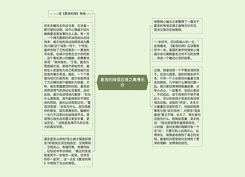 夏洛的网读后感之真情无价