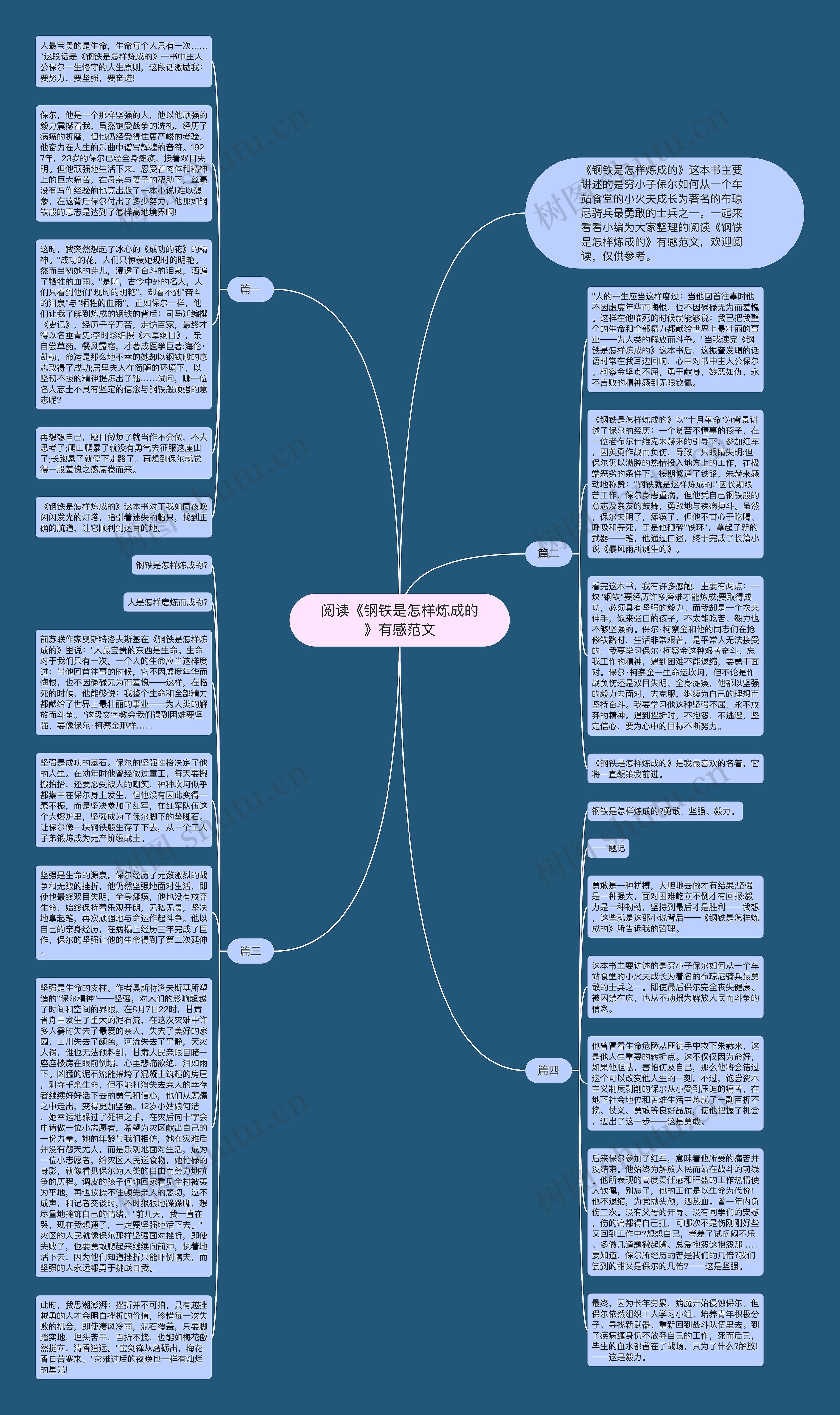 阅读《钢铁是怎样炼成的》有感范文思维导图