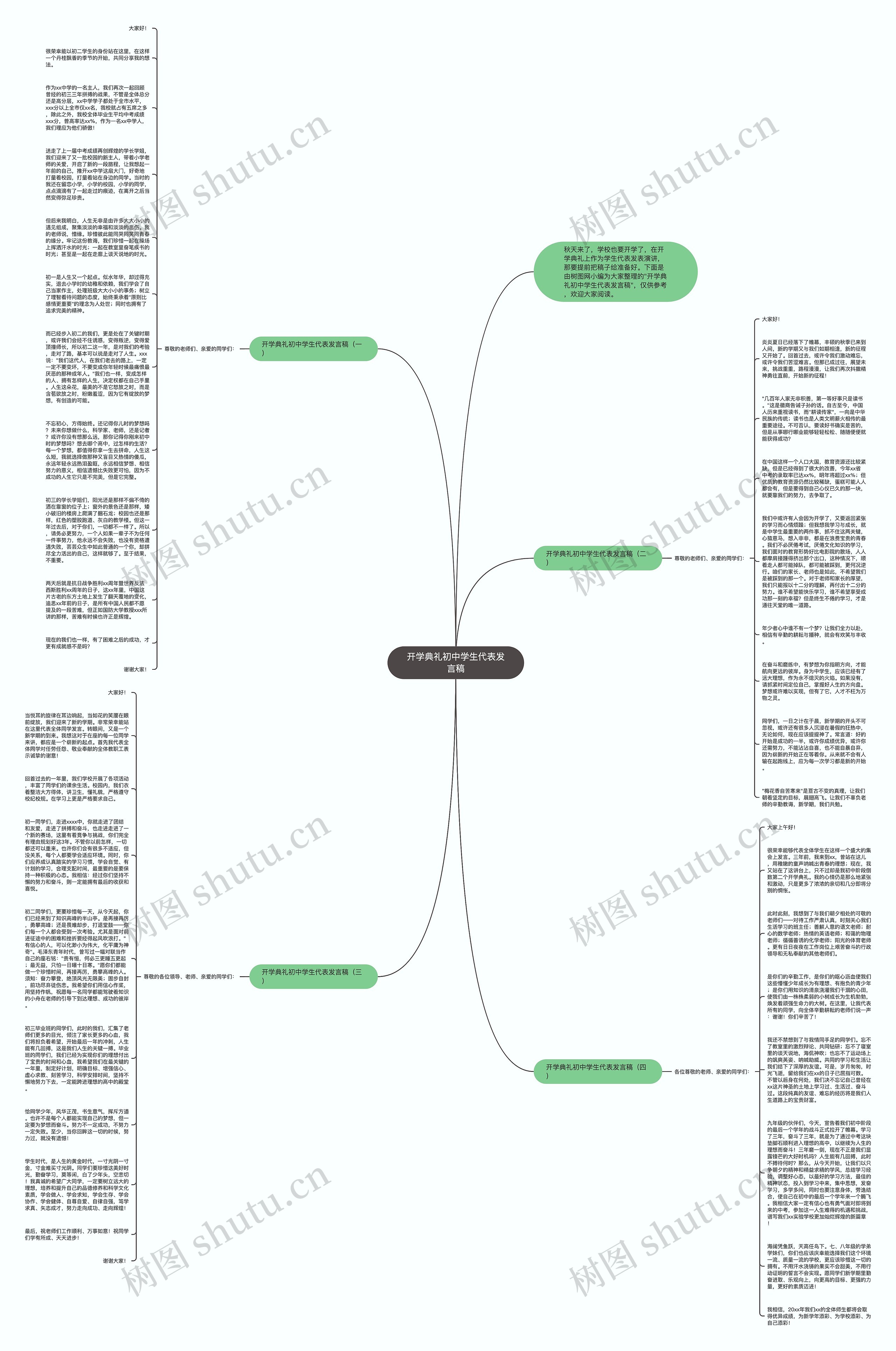 开学典礼初中学生代表发言稿思维导图