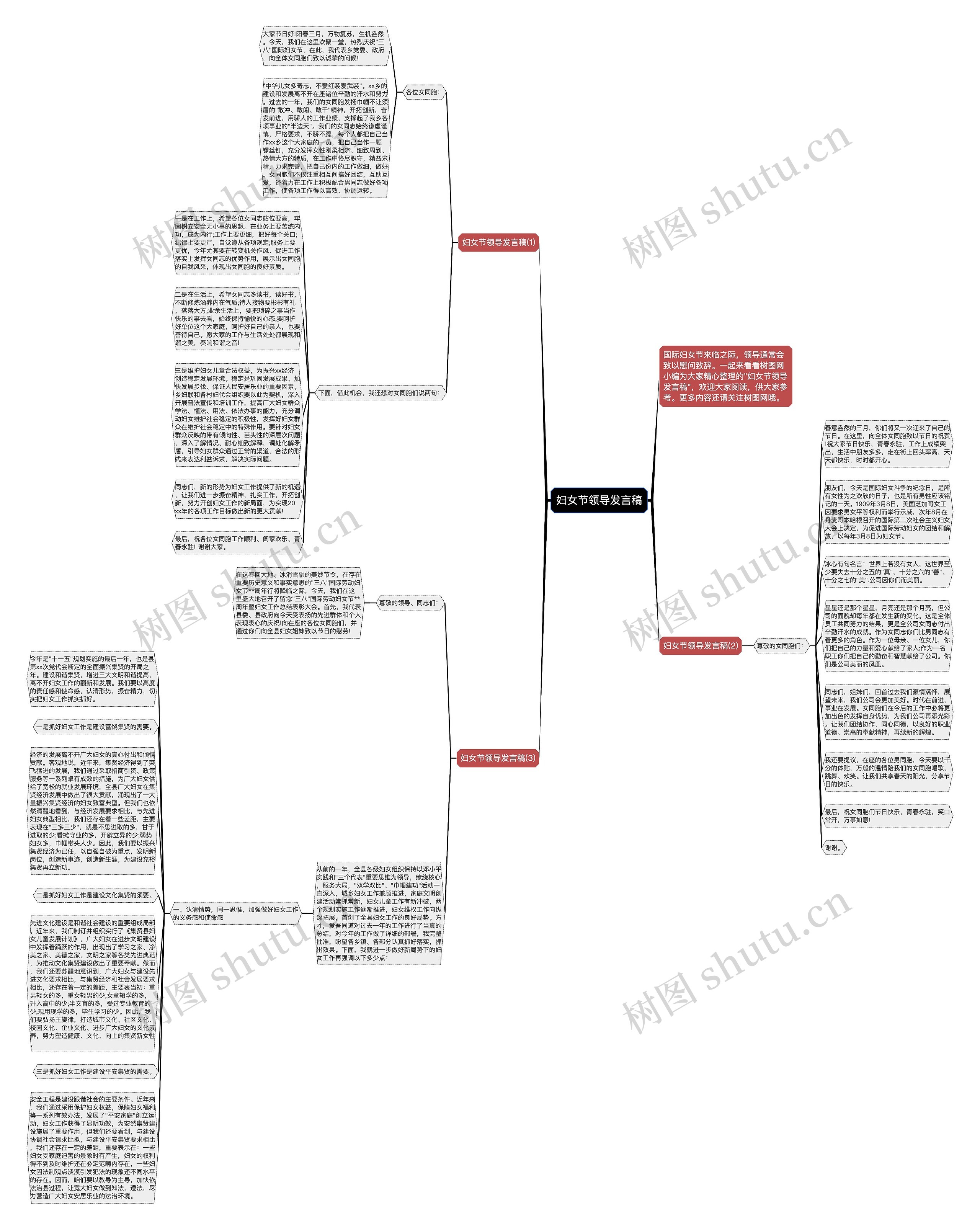 妇女节领导发言稿思维导图