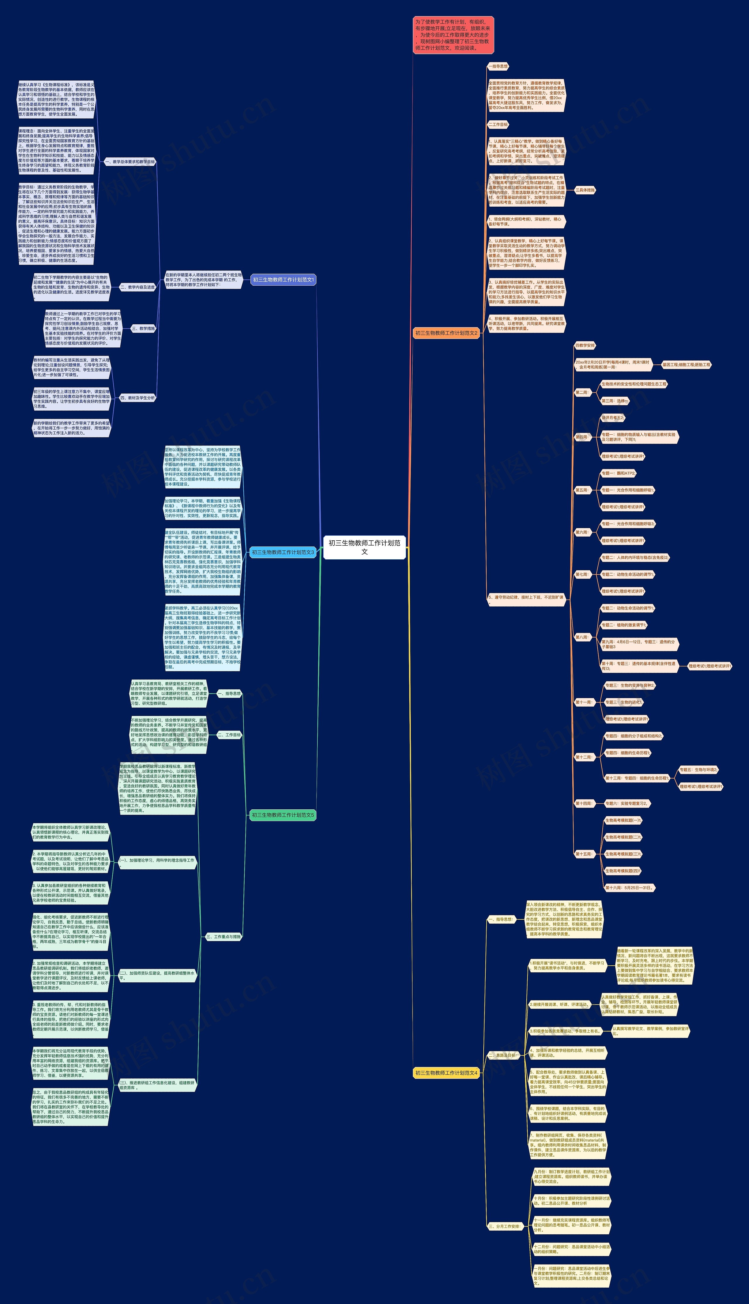 初三生物教师工作计划范文思维导图