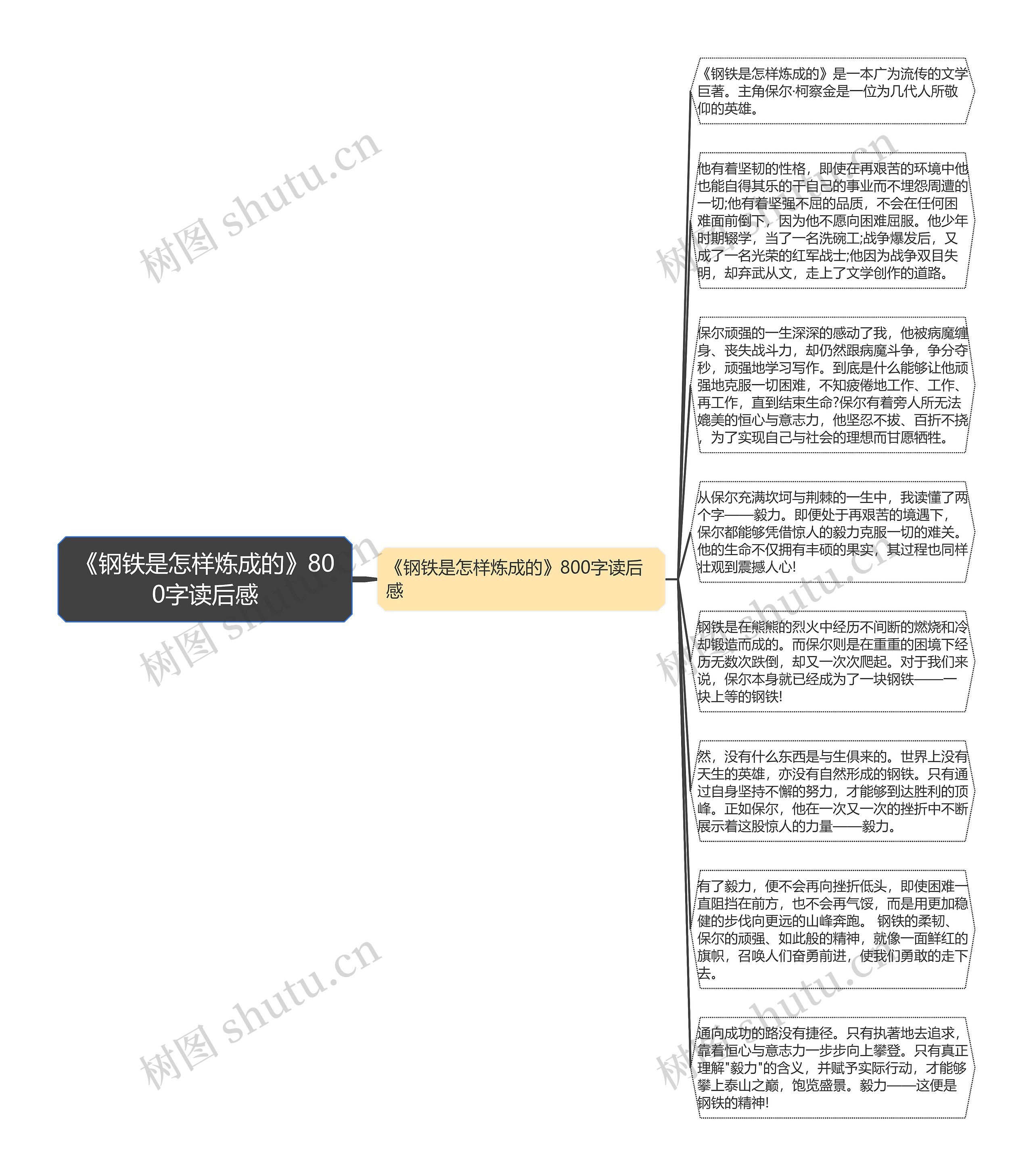 《钢铁是怎样炼成的》800字读后感思维导图